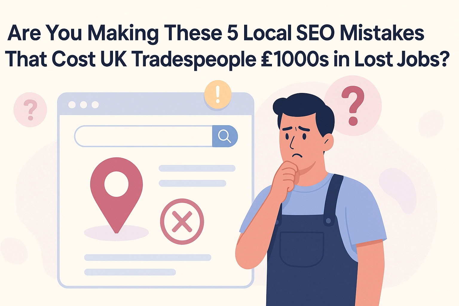 UK tradesperson frustrated looking at computer showing competitors ranking higher on Google Maps