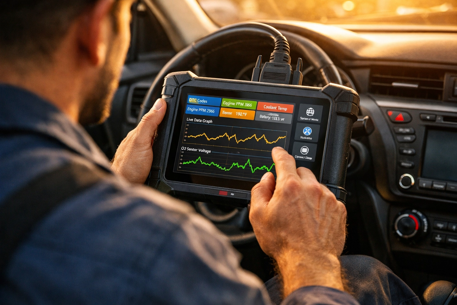 Diagnostic computer scanning car for check engine light issues