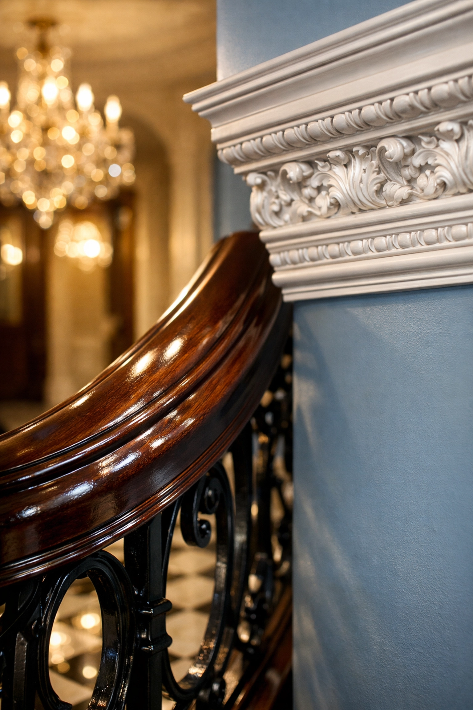 Detailed hand-wiped woodwork and polished floors from a luxury deep cleaning in Dover.