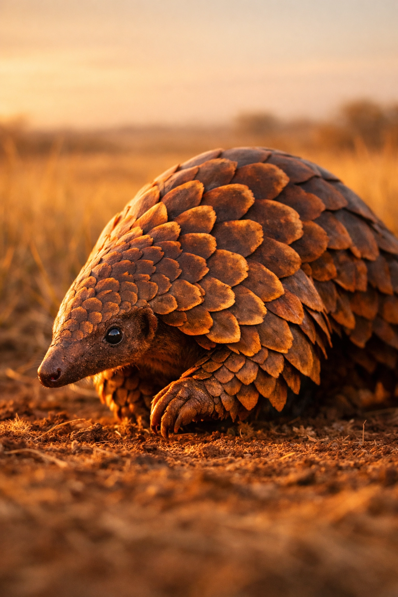 Ground pangolin in Zambian savanna protected by conservation campaign