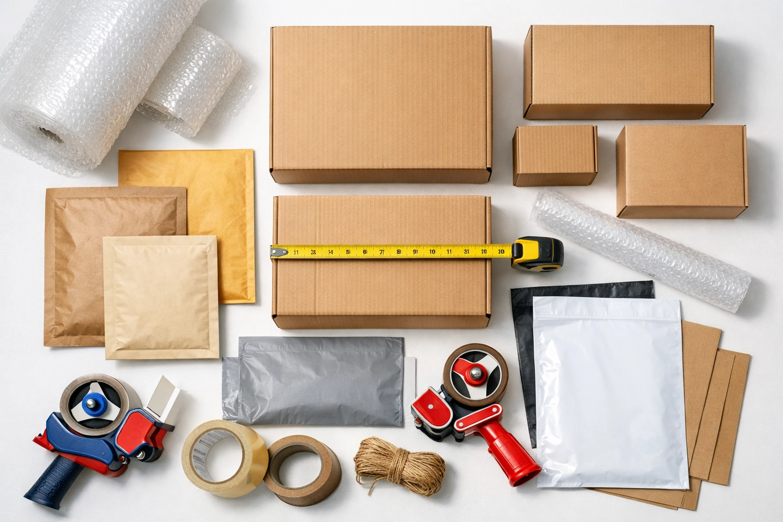Variety of parcel packaging materials for optimized shipping costs