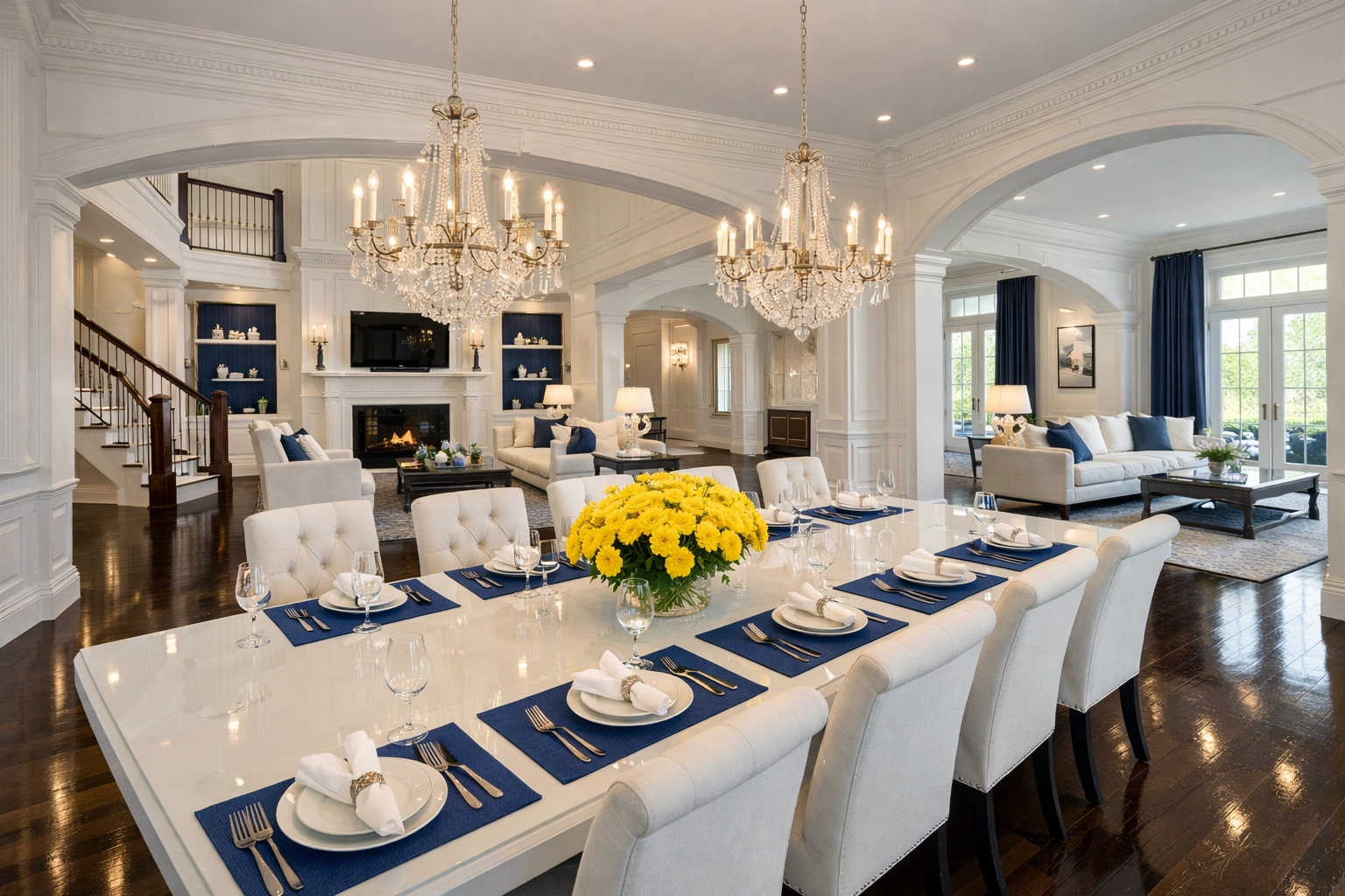 Grand open-concept home in Ashburnham MA with polished floors and professional house cleaning details.