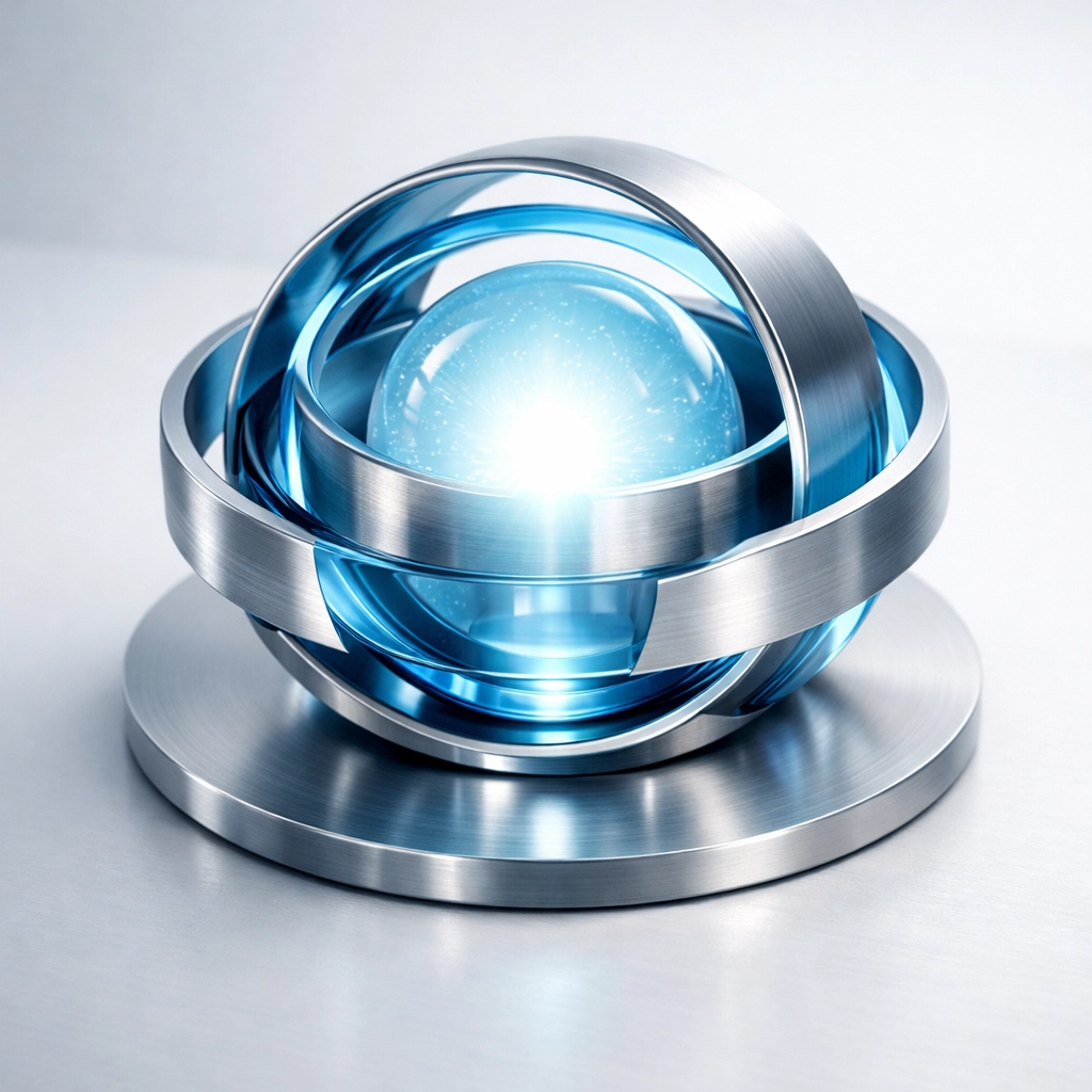 Protected data core with a shield design representing secure enterprise AI automation and data privacy.