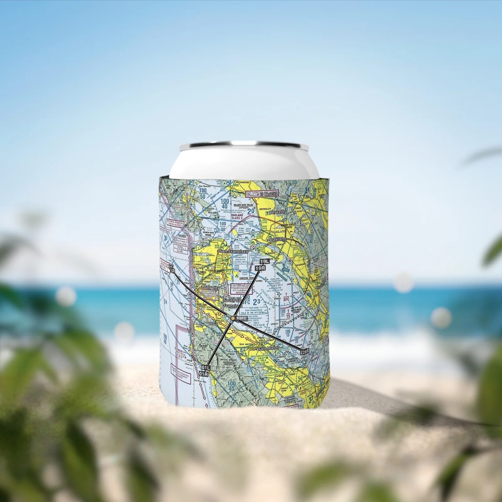 Personalized Aviation Sectional Chart Beverage Can Cooler