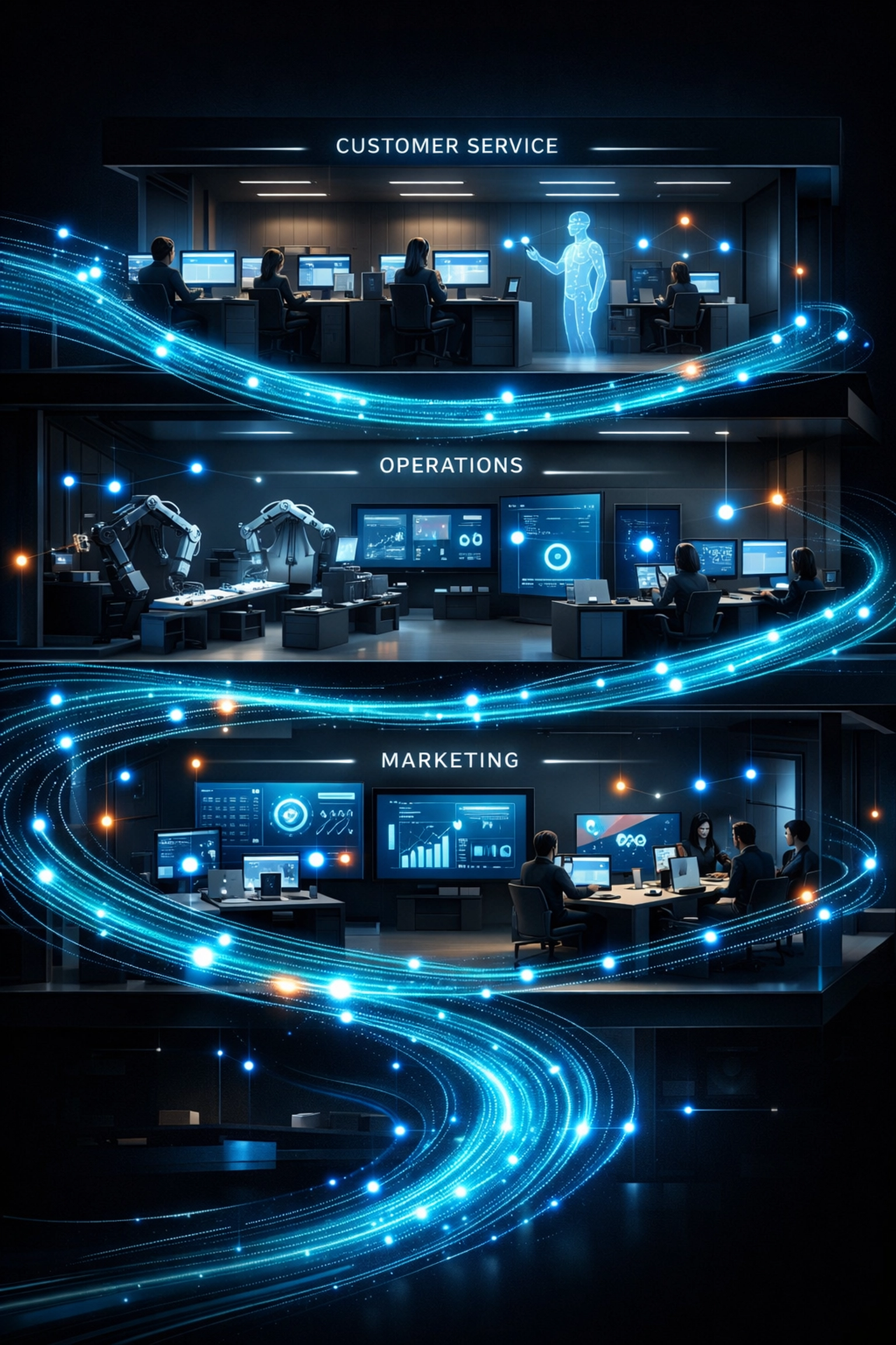 Can AI Integration Services Really Help You Scale Faster? Find Out Here 5 Workflow automation connecting customer service, operations, and marketing departments