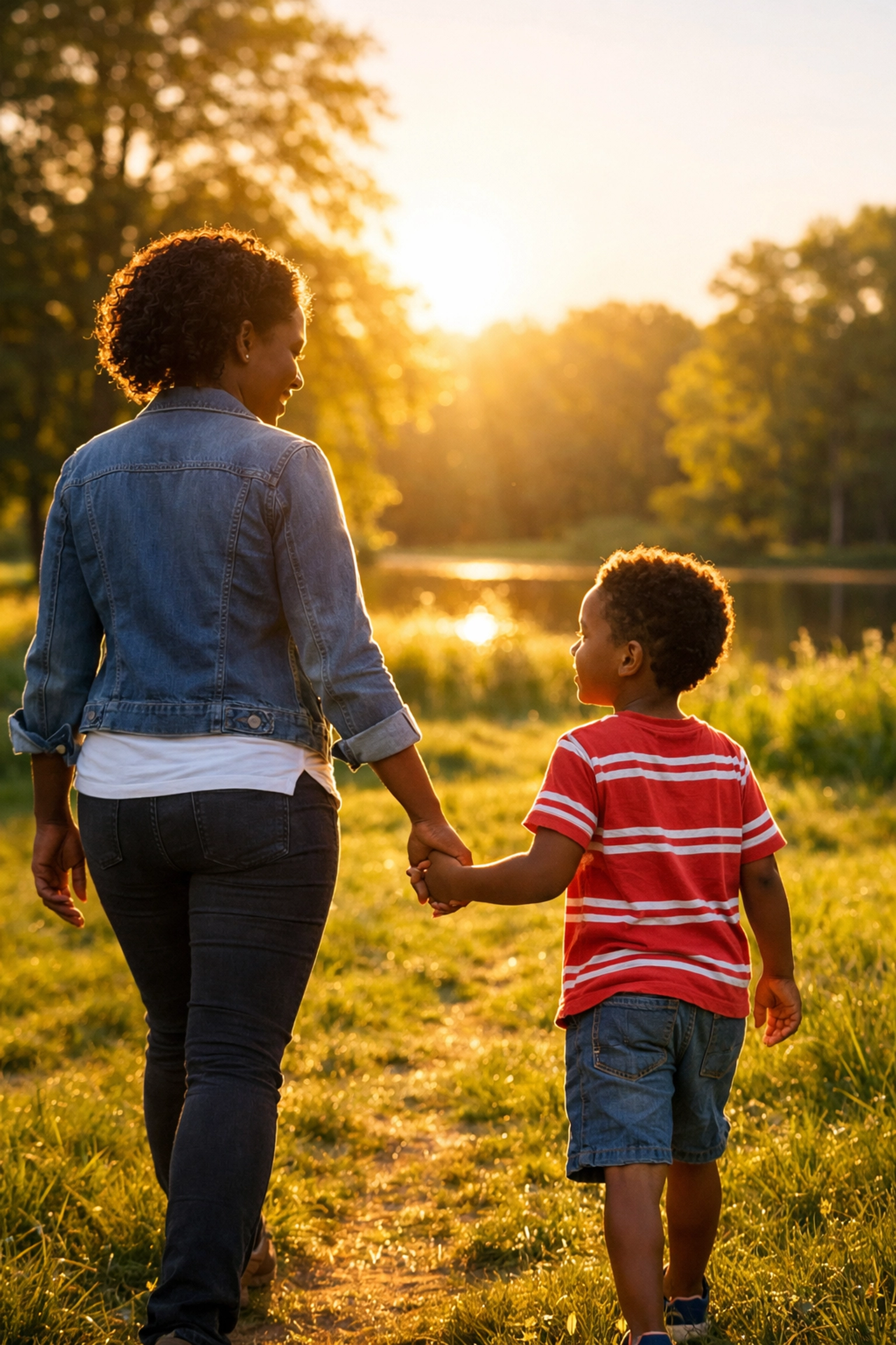 Black mother and child in South Jersey after receiving emergency financial assistance.