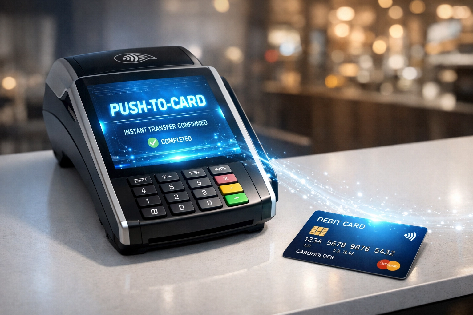 Push-to-card payment terminal enabling instant crypto-to-fiat conversion at point of sale