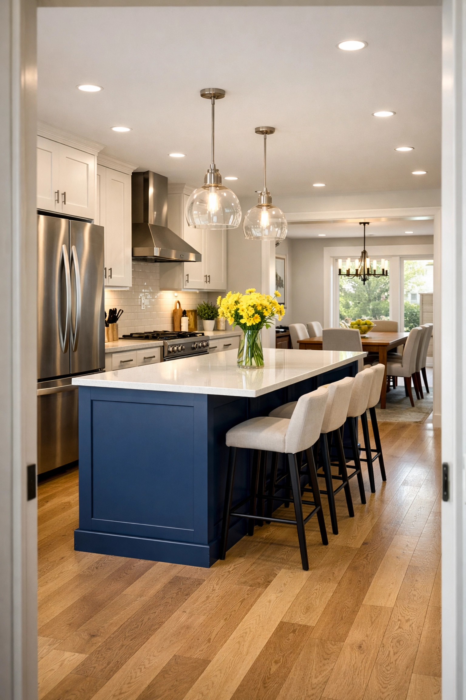 Spotless modern Cambridge kitchen with gleaming appliances, perfect for a fresh start with move-in cleaning.