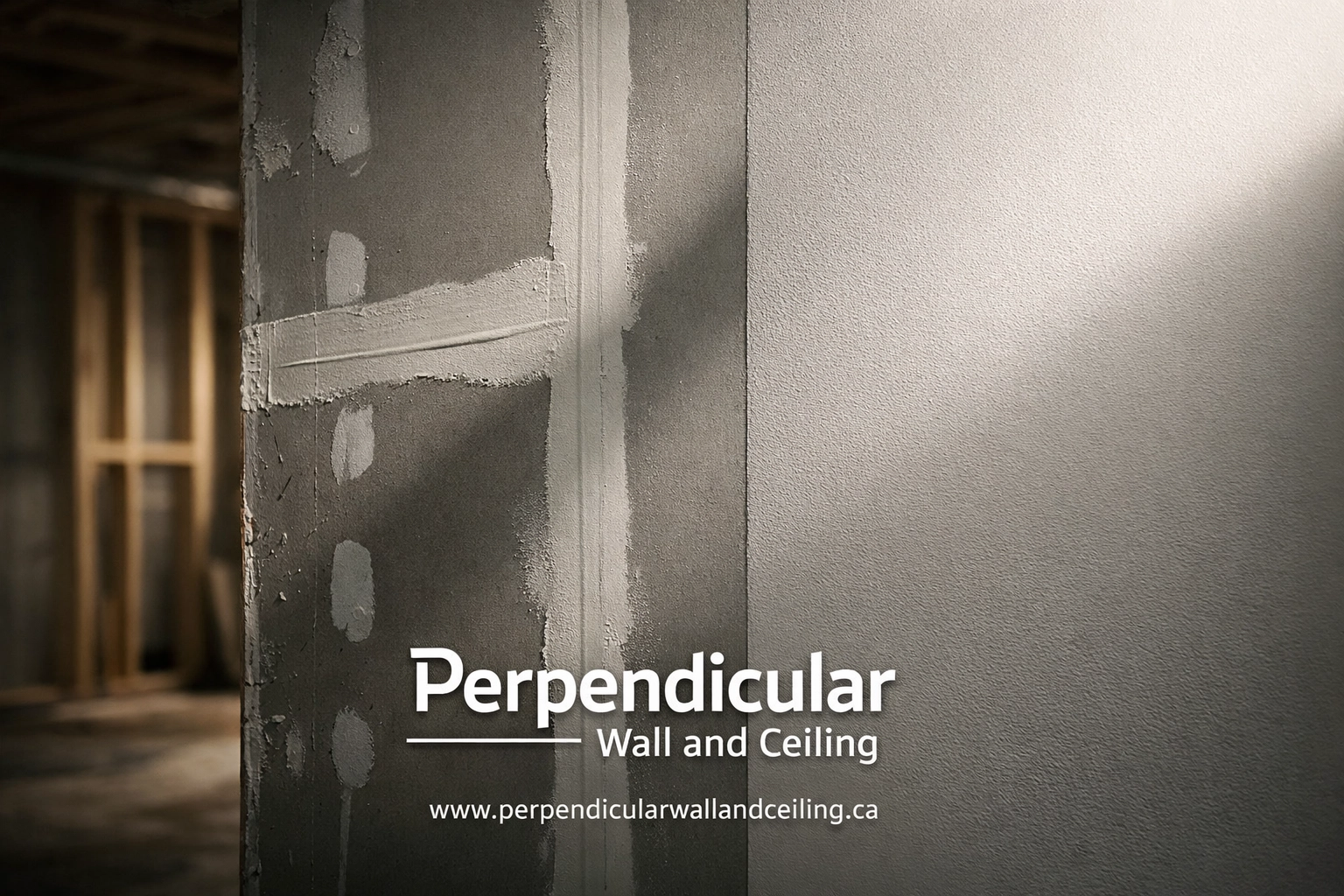 Drywall surface transitioning from raw taped seams to smooth finish in a basement suite renovation