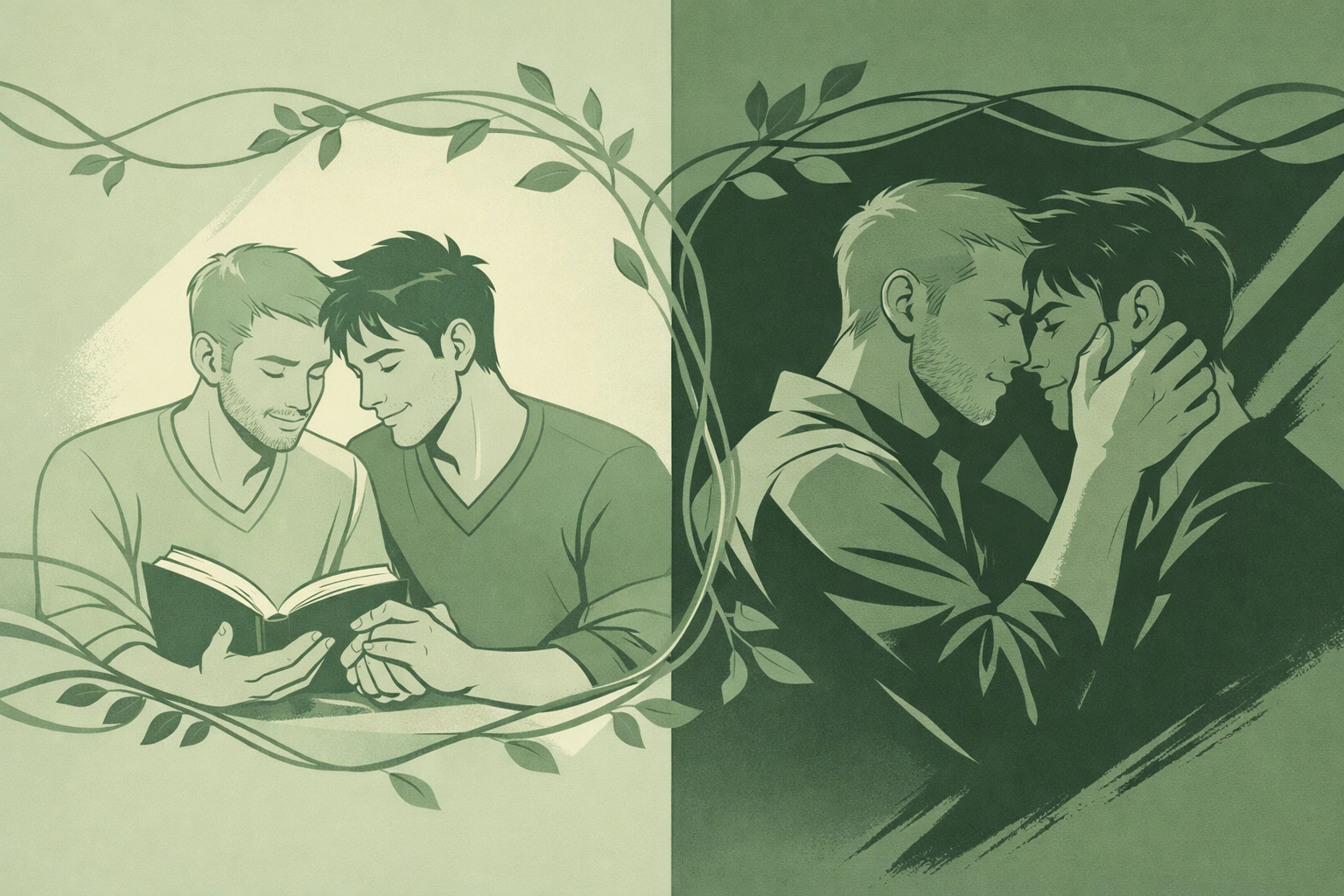 MM couple balancing literary depth and emotional intensity in romance