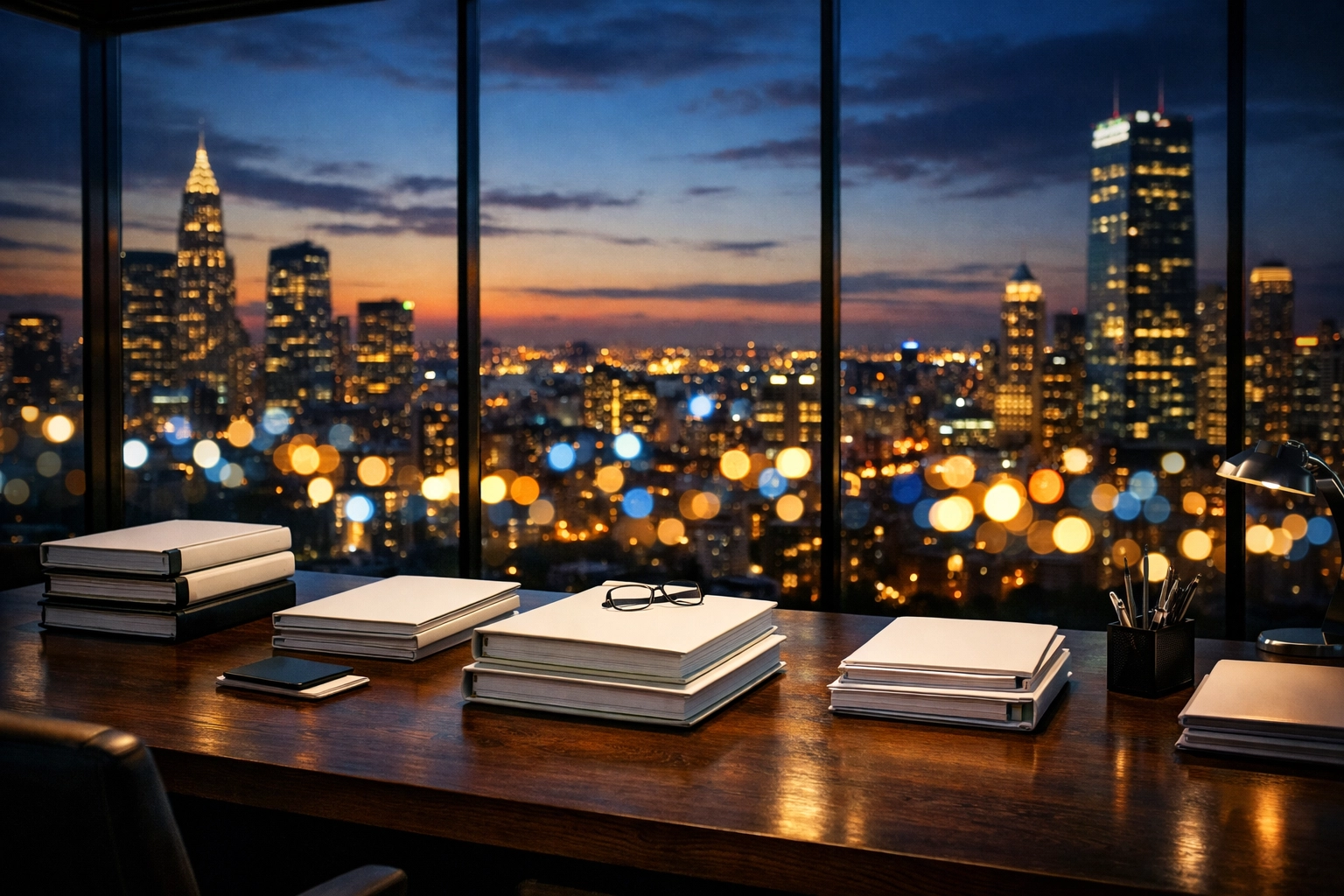 Modern office with portfolios representing strategic business valuation and property management portfolio analysis.