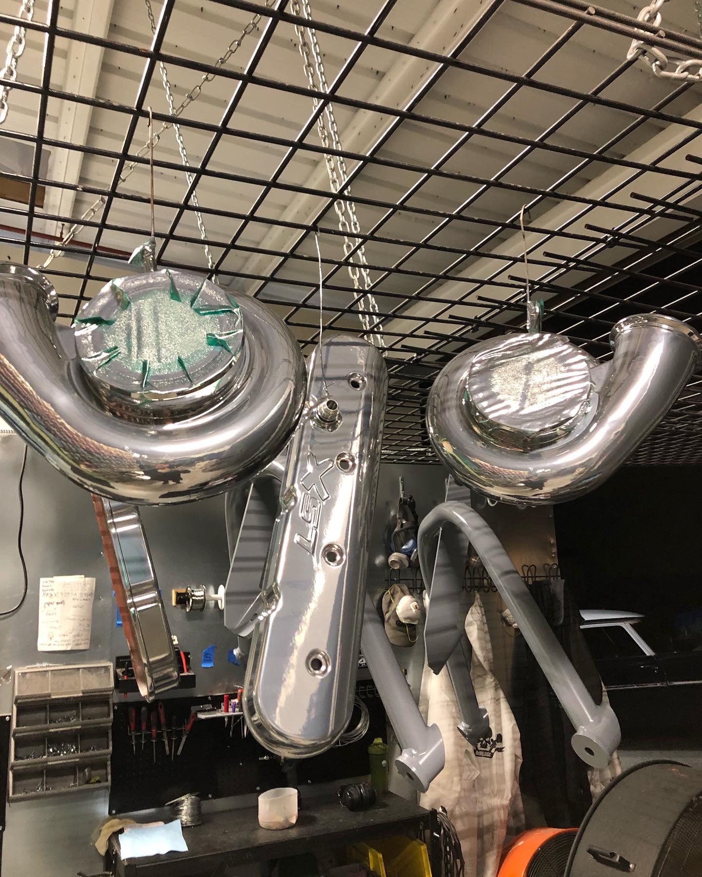 Freshly Powder Coated Automotive Parts