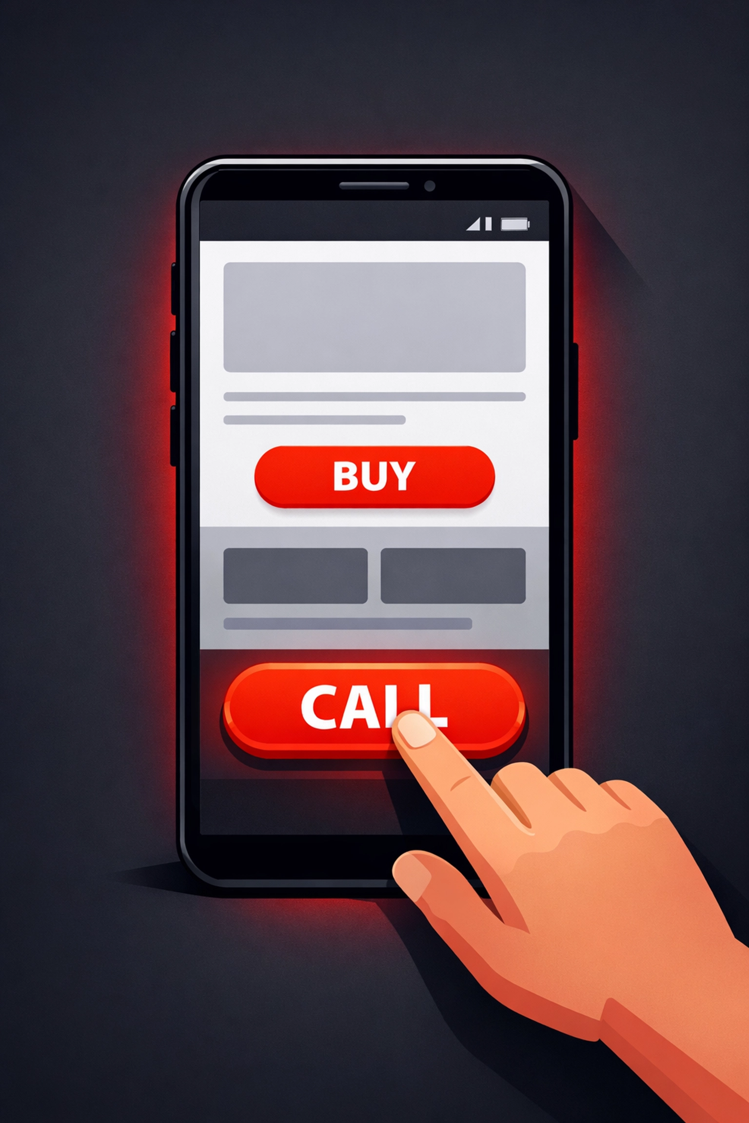 Mobile responsive tradesman website on a smartphone with a prominent red click-to-call button for lead generation.