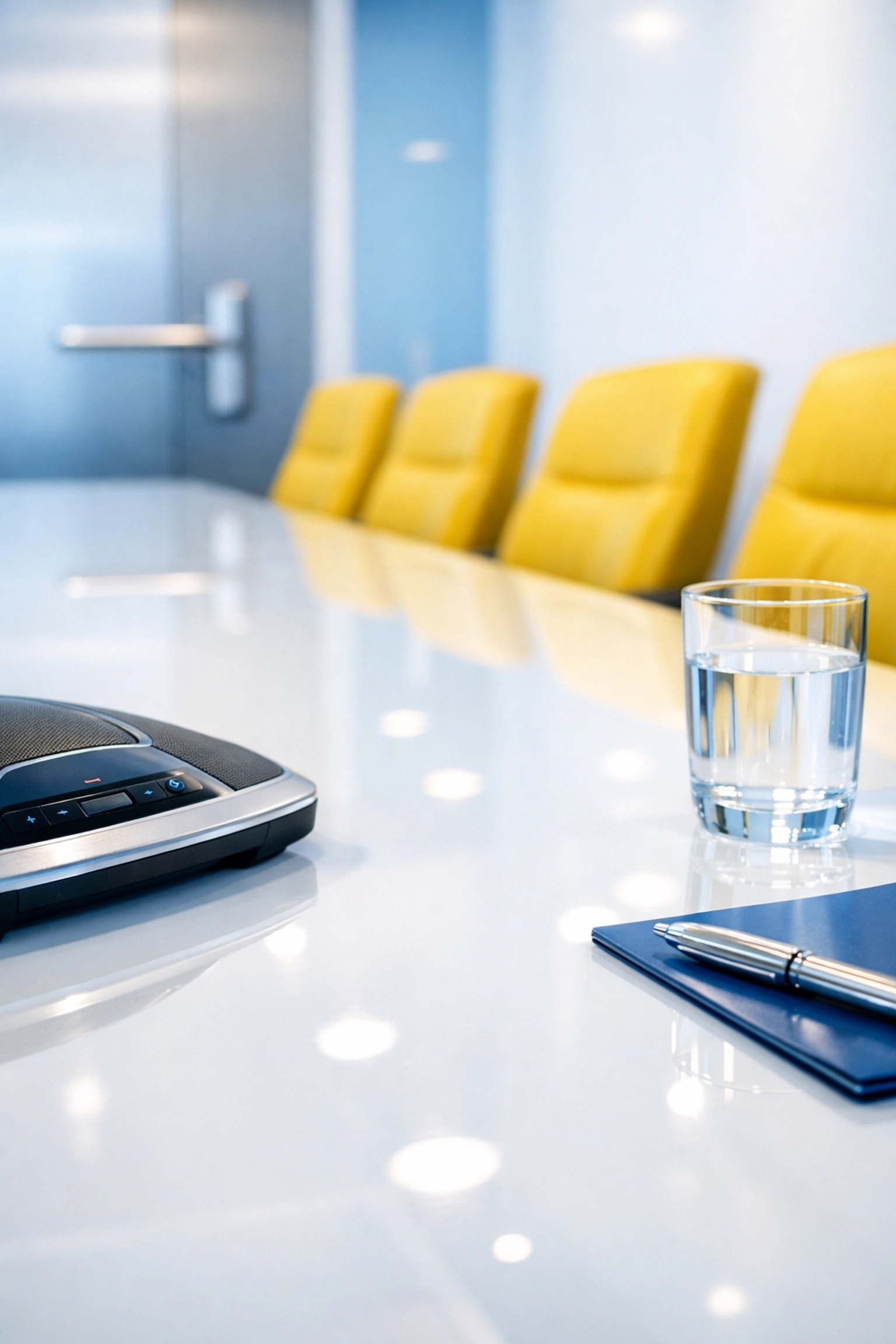 Sanitized office meeting room surfaces and high-touch points following commercial cleaning Boston safety standards.