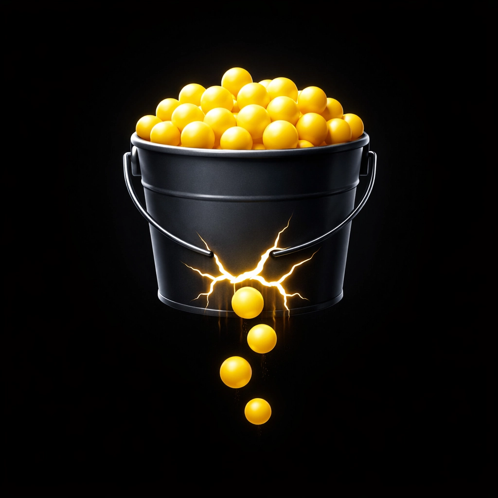 Leaking bucket representing lost real estate leads and marketing spend without ISA support.