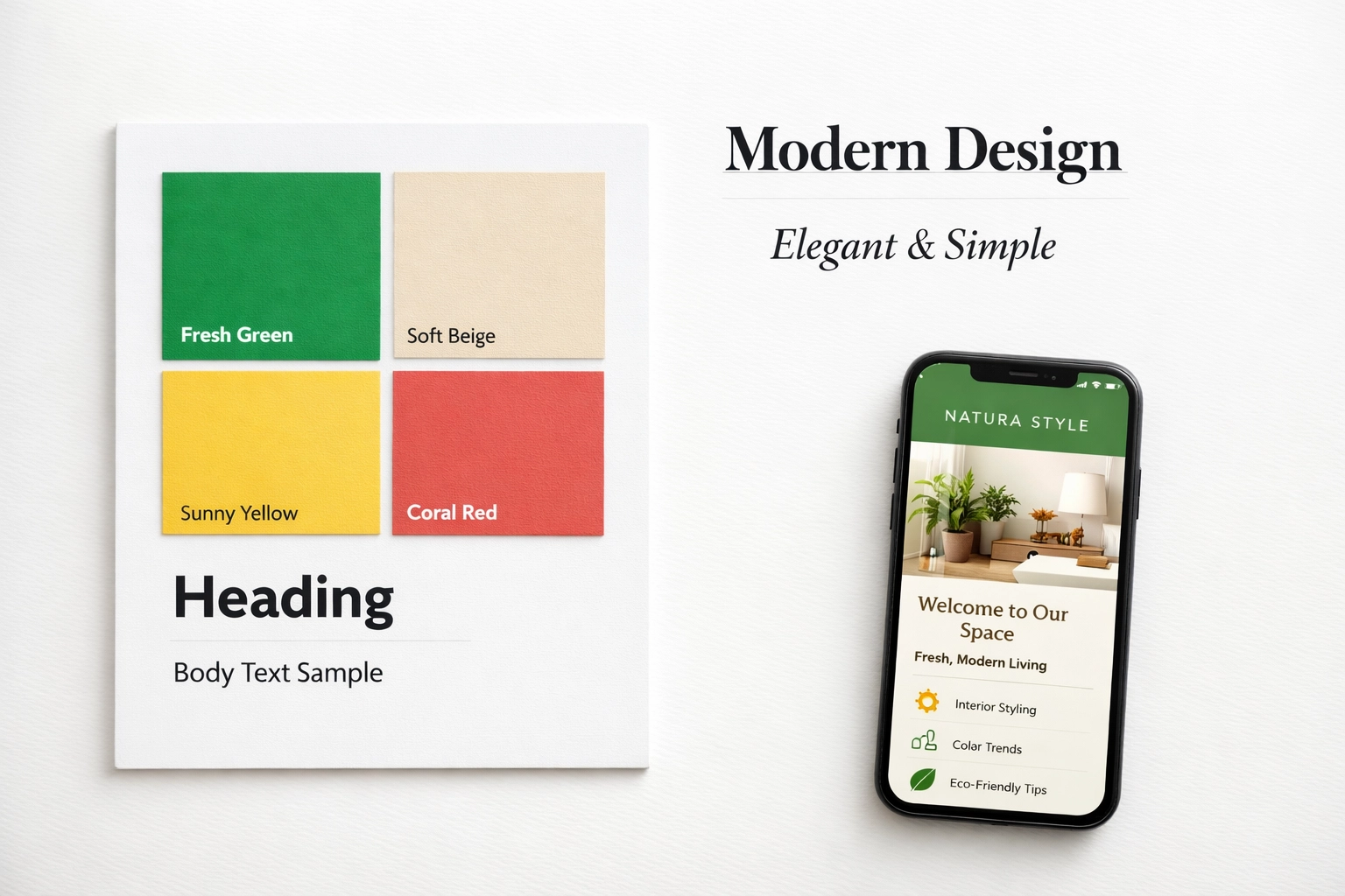 Color palette and typography samples for contractor website branding