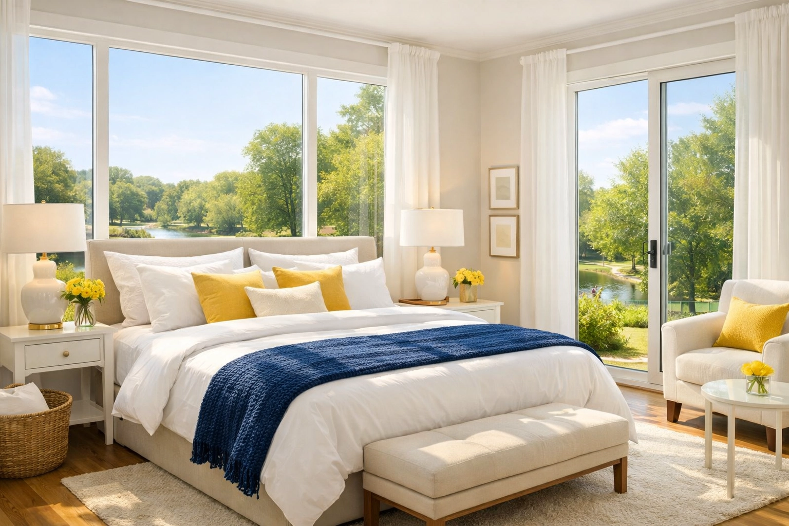 A peaceful, dust-free master bedroom after expert house cleaning Worcester MA for a stress-free home.