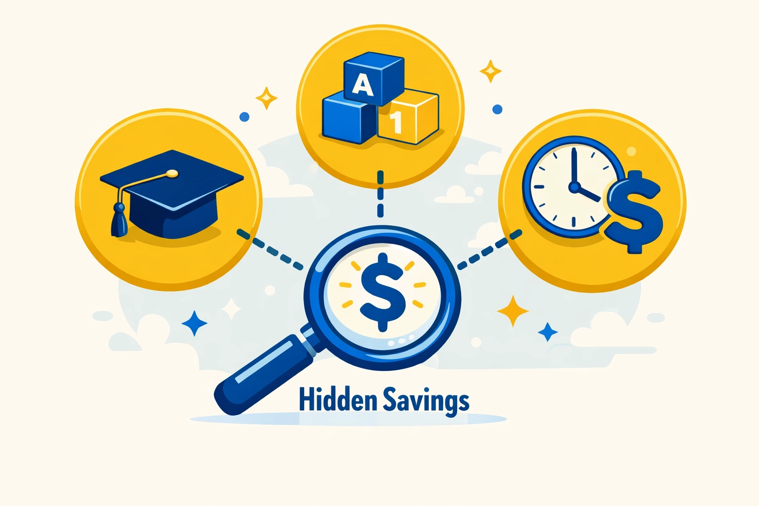 Magnifying glass highlighting tax credits for education, childcare, and children to increase your 2026 tax refund.