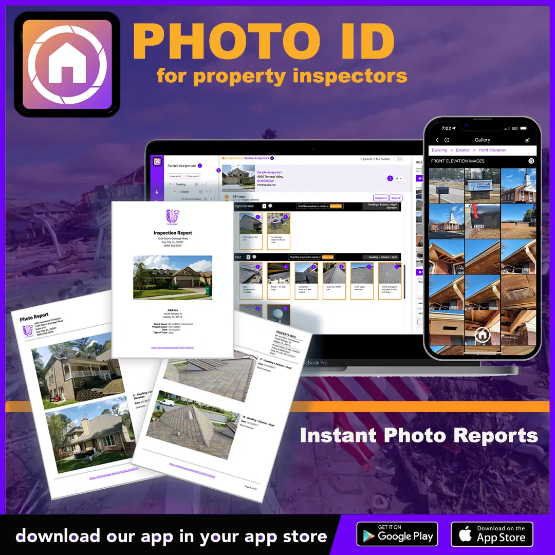 Instant photo reports and organized jobsite documentation on the PHOTO iD platform for property inspectors.