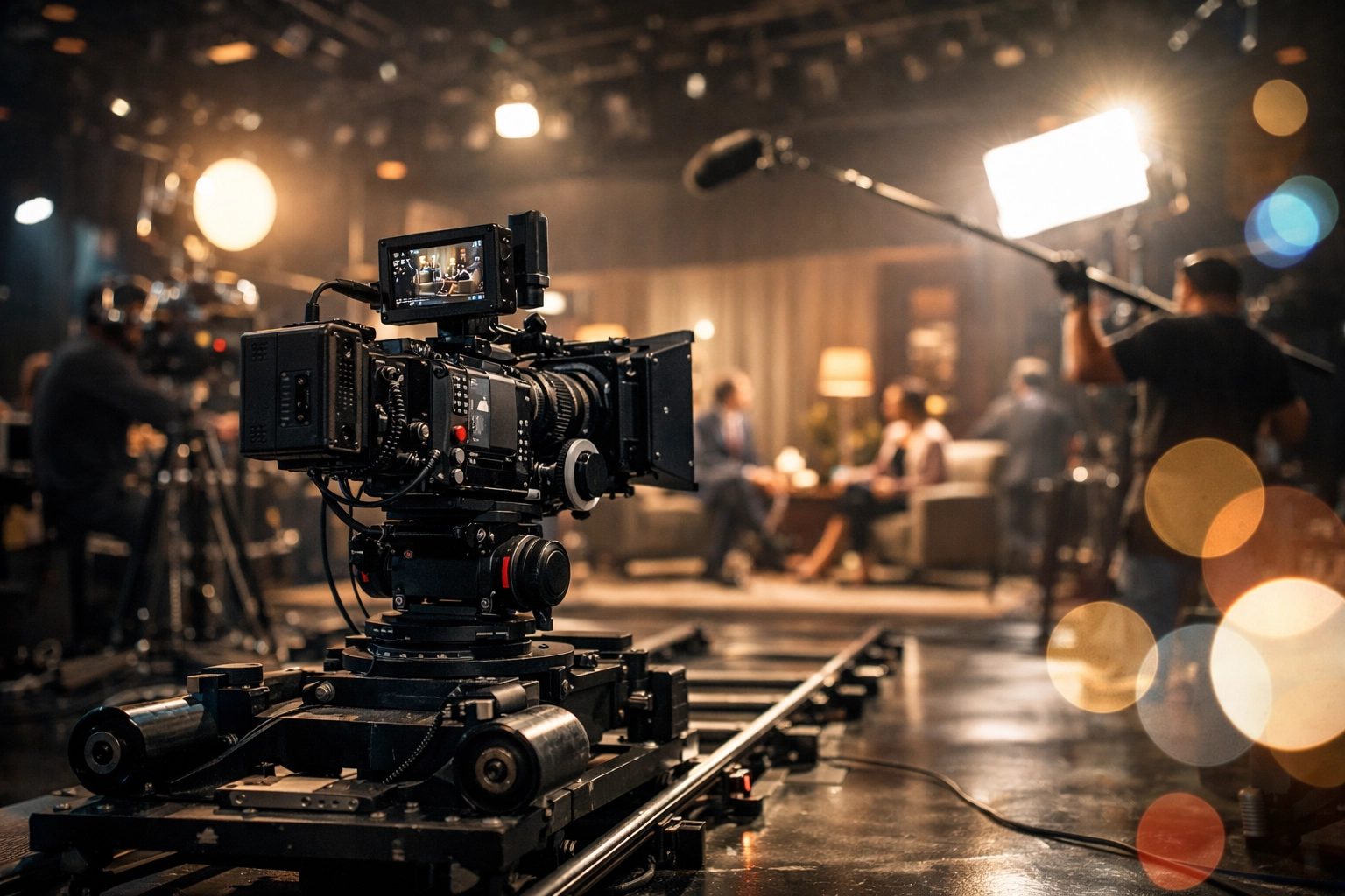 Professional television production set highlighting Tunes On Top TV production partnerships.