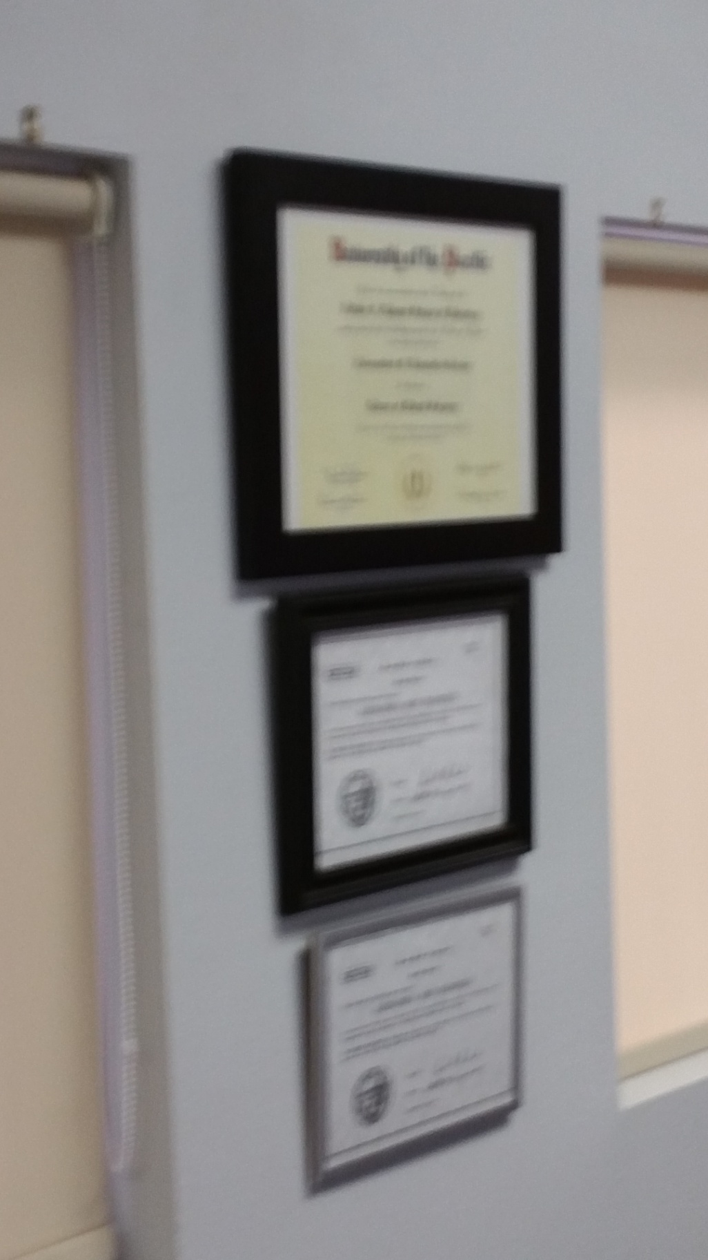 Certificates on Wall