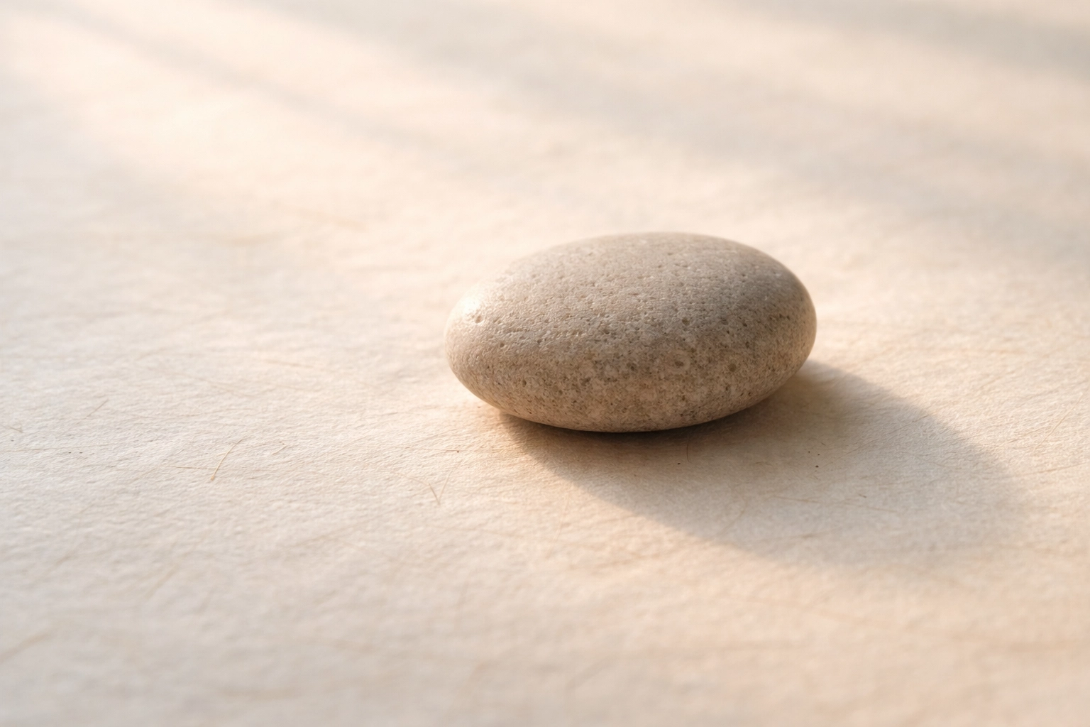 A smooth river stone resting on handmade parchment paper