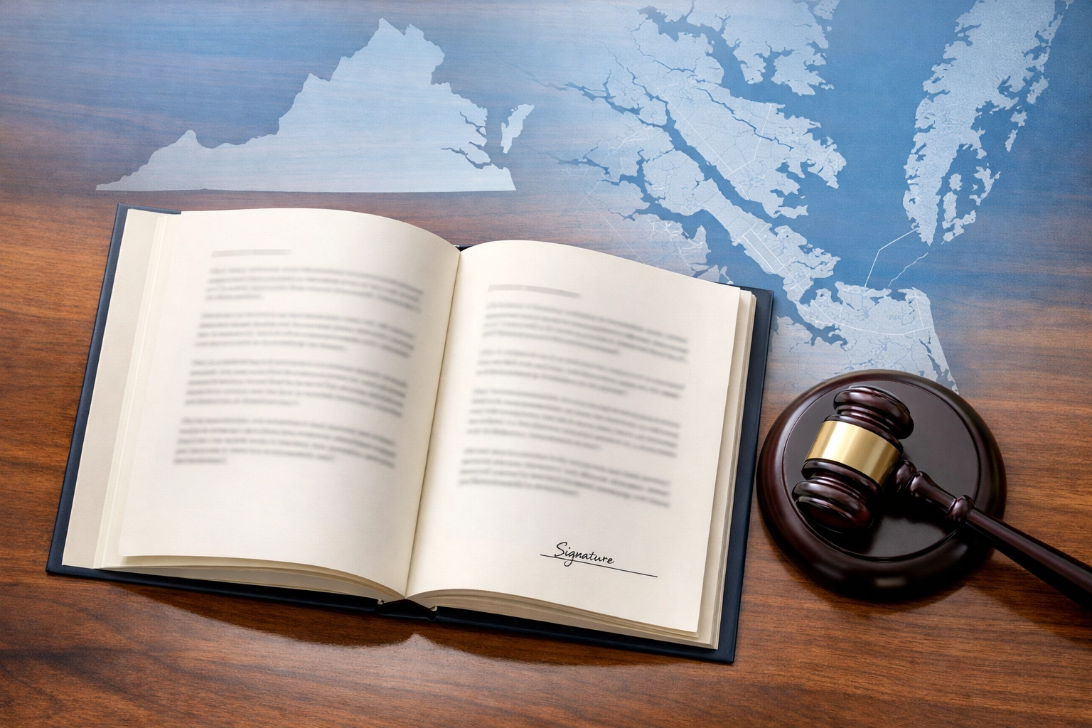 Virginia custody legal documents with gavel representing Hampton Roads family law expertise
