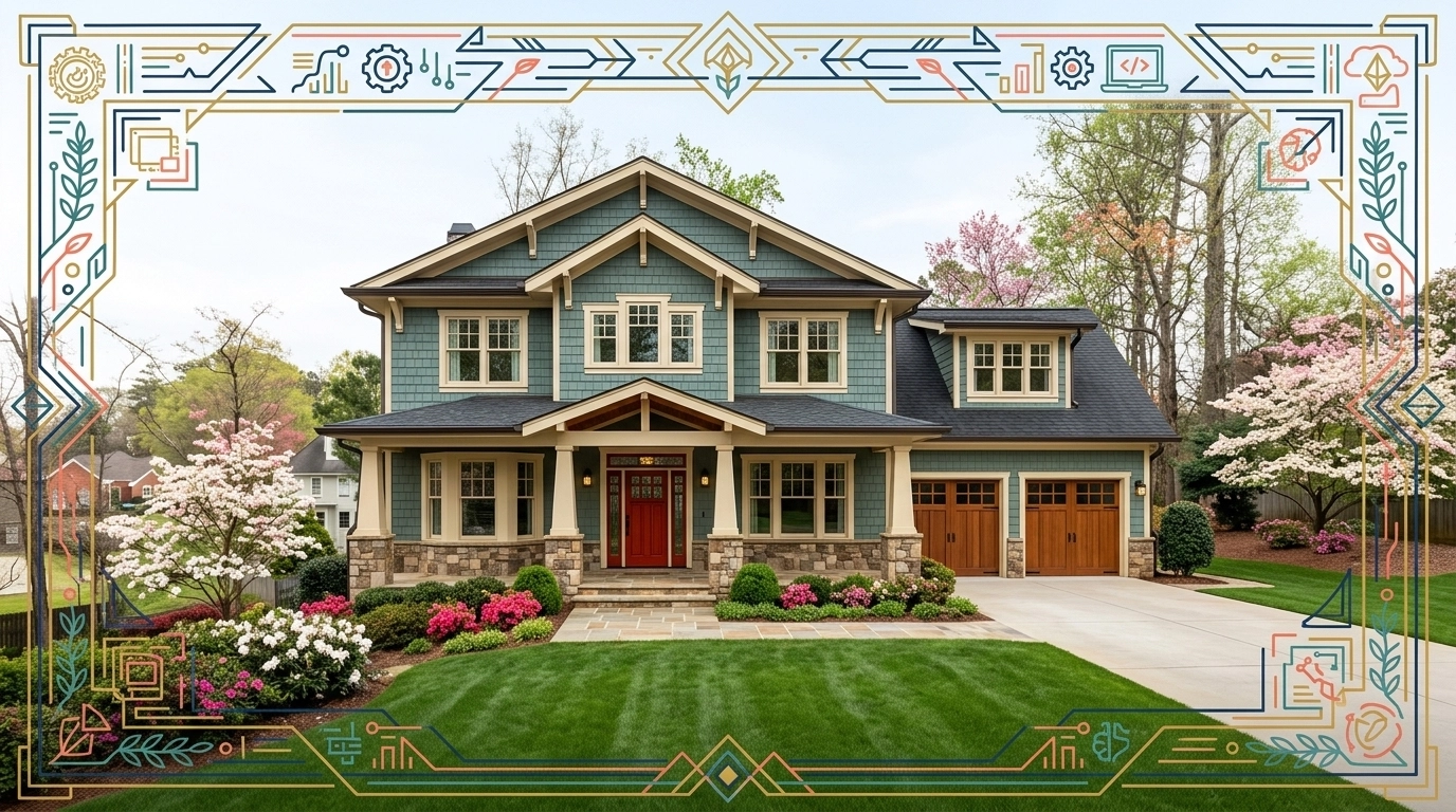Craftsman-style home in Towne Lake with hand-drawn frame