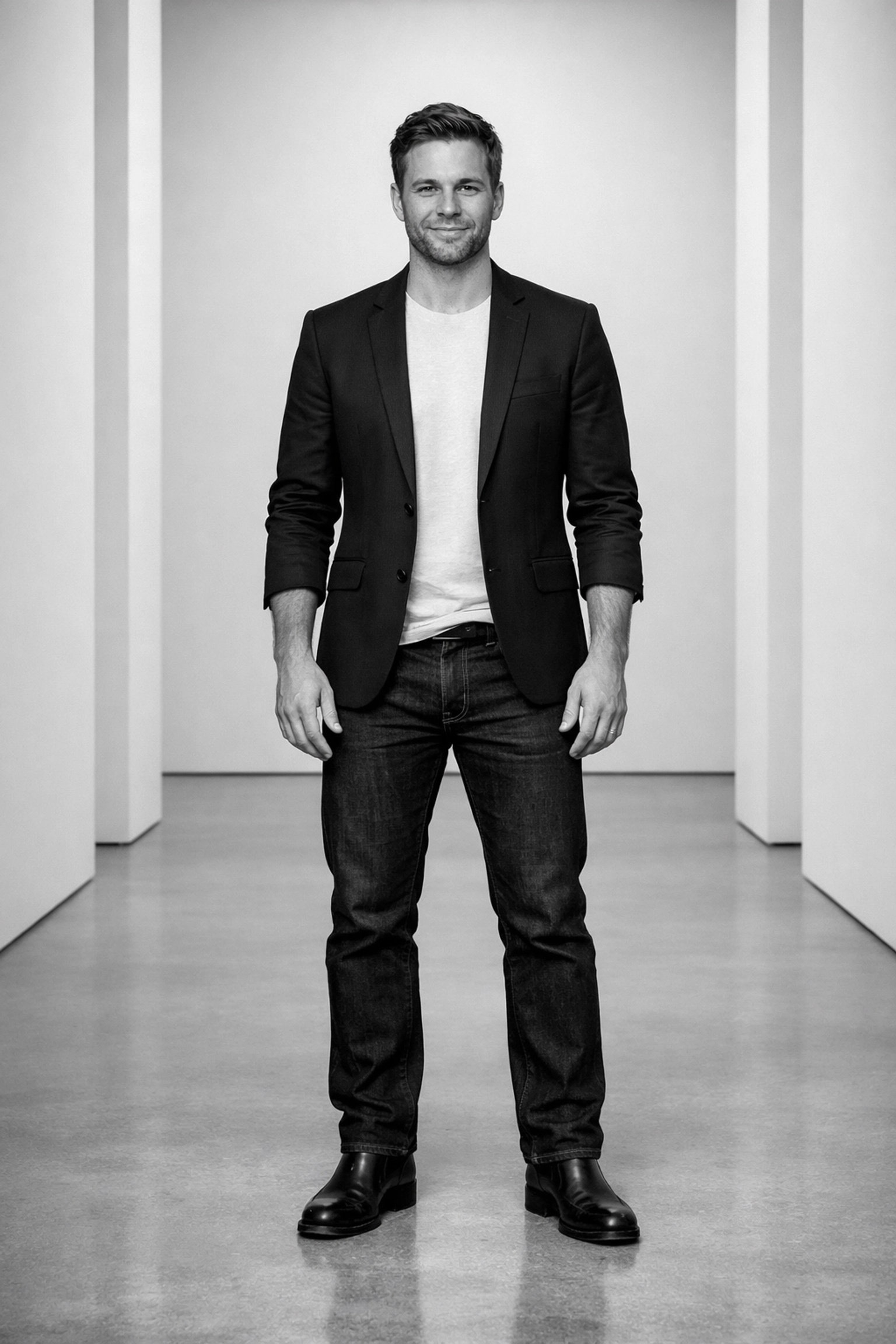 Man in smart-casual attire showcasing confidence after a dating makeover with a Sydney coach.