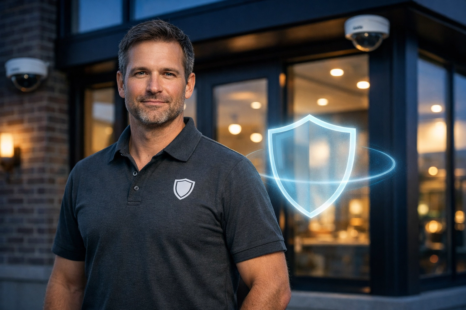 Michigan business owner standing outside his secure facility protected by Axis cameras and ClearPath IT solutions.