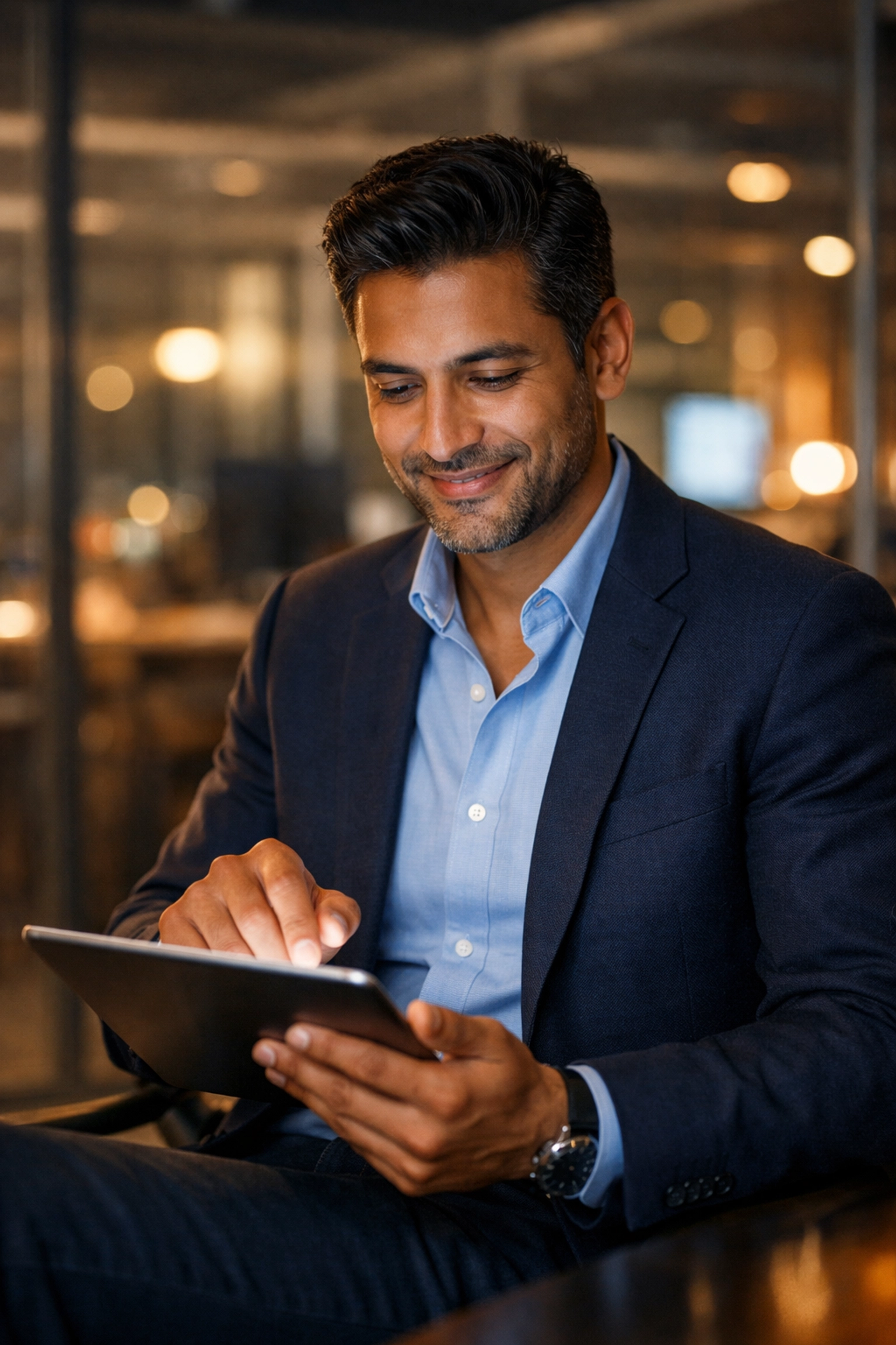 Entrepreneur using CRM automation software to manage a successful sales funnel strategy.