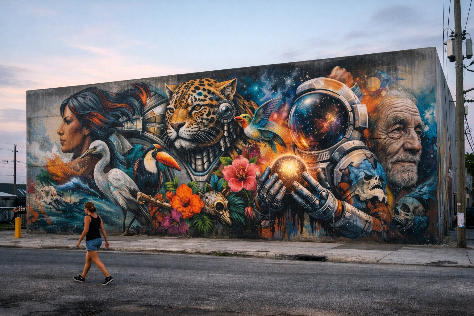 Colorful street art murals in the Wynwood Art District, a top spot for Wynwood photography in Miami.