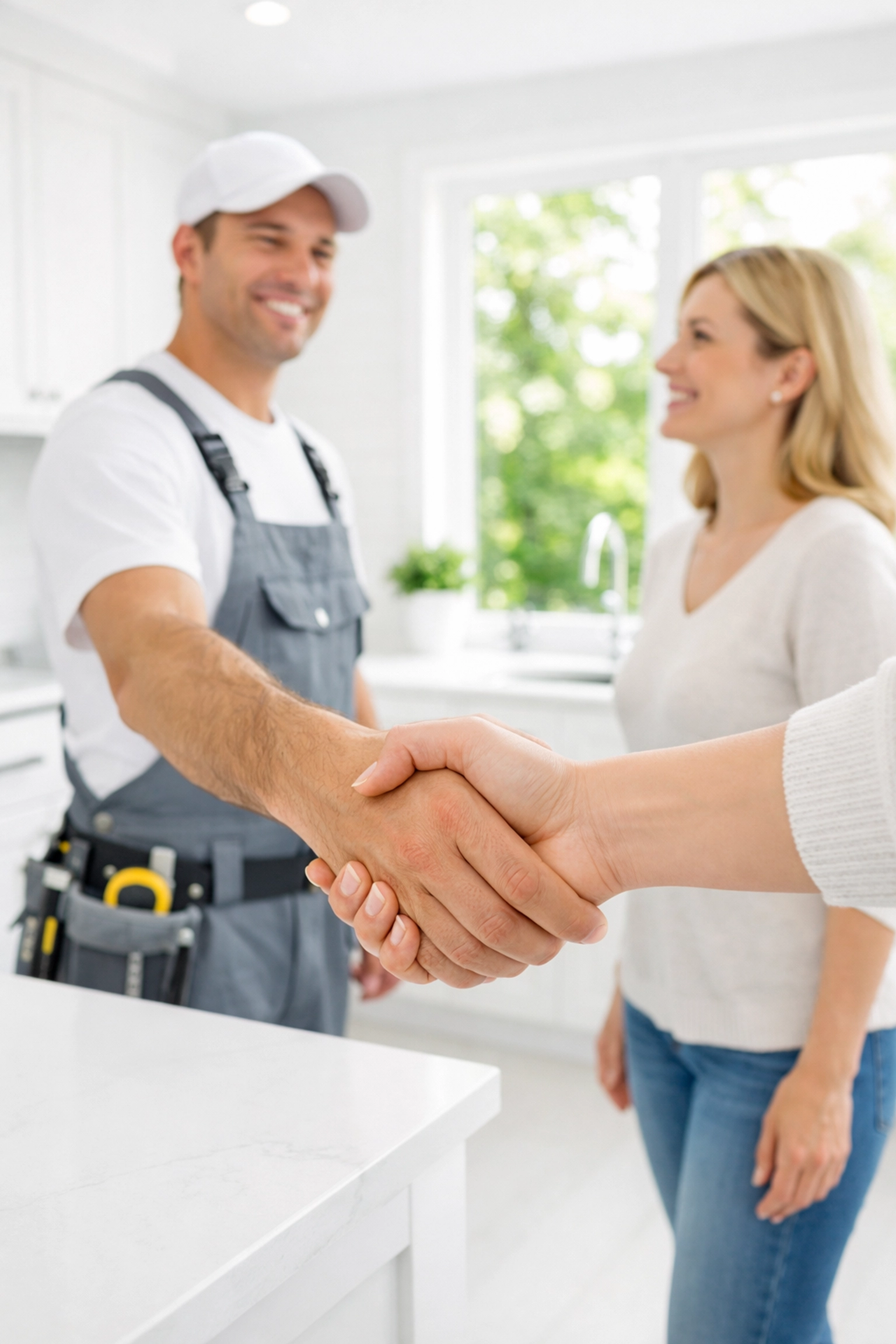 Professional handshake between a local contractor and client representing trust and reputation.