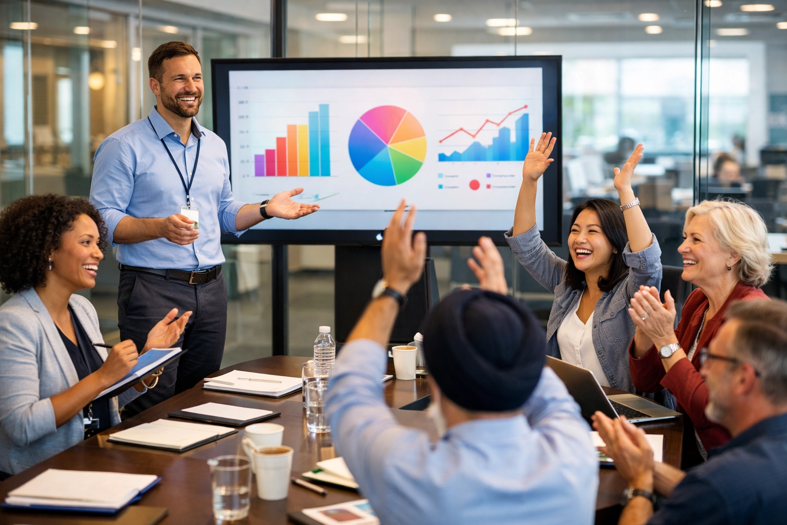 Staff attending an interactive AI training session to build organizational capacity and literacy.