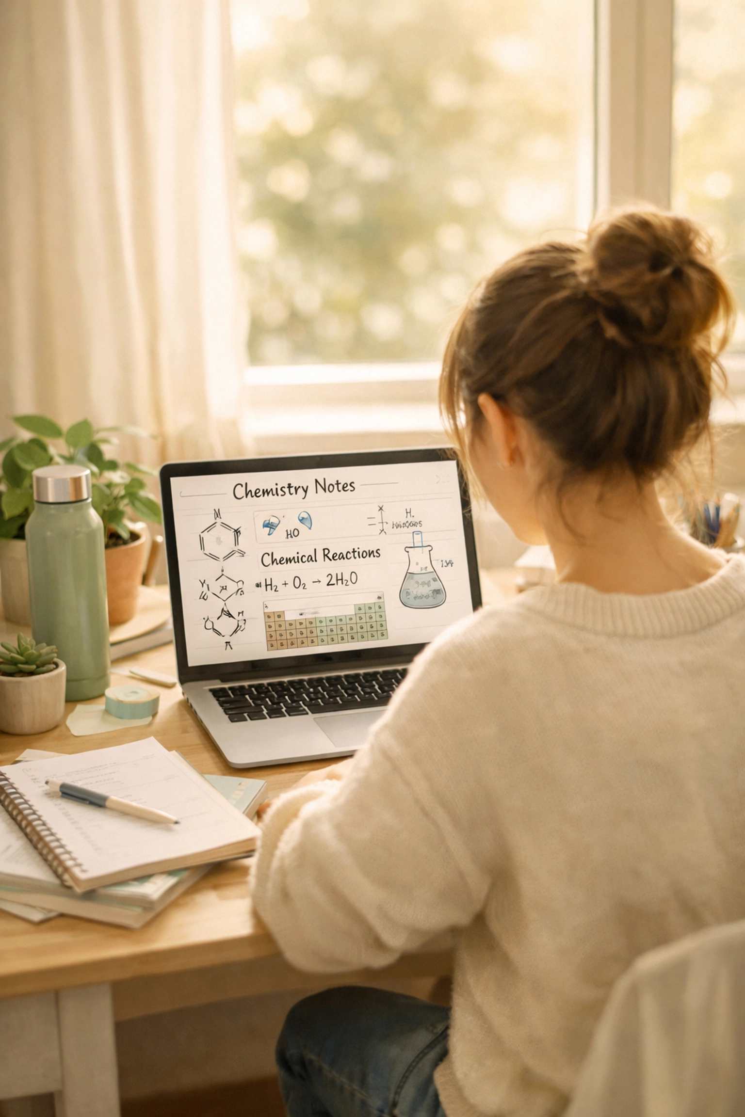 Teen studying A Level chemistry with online tutor achieving A* grades