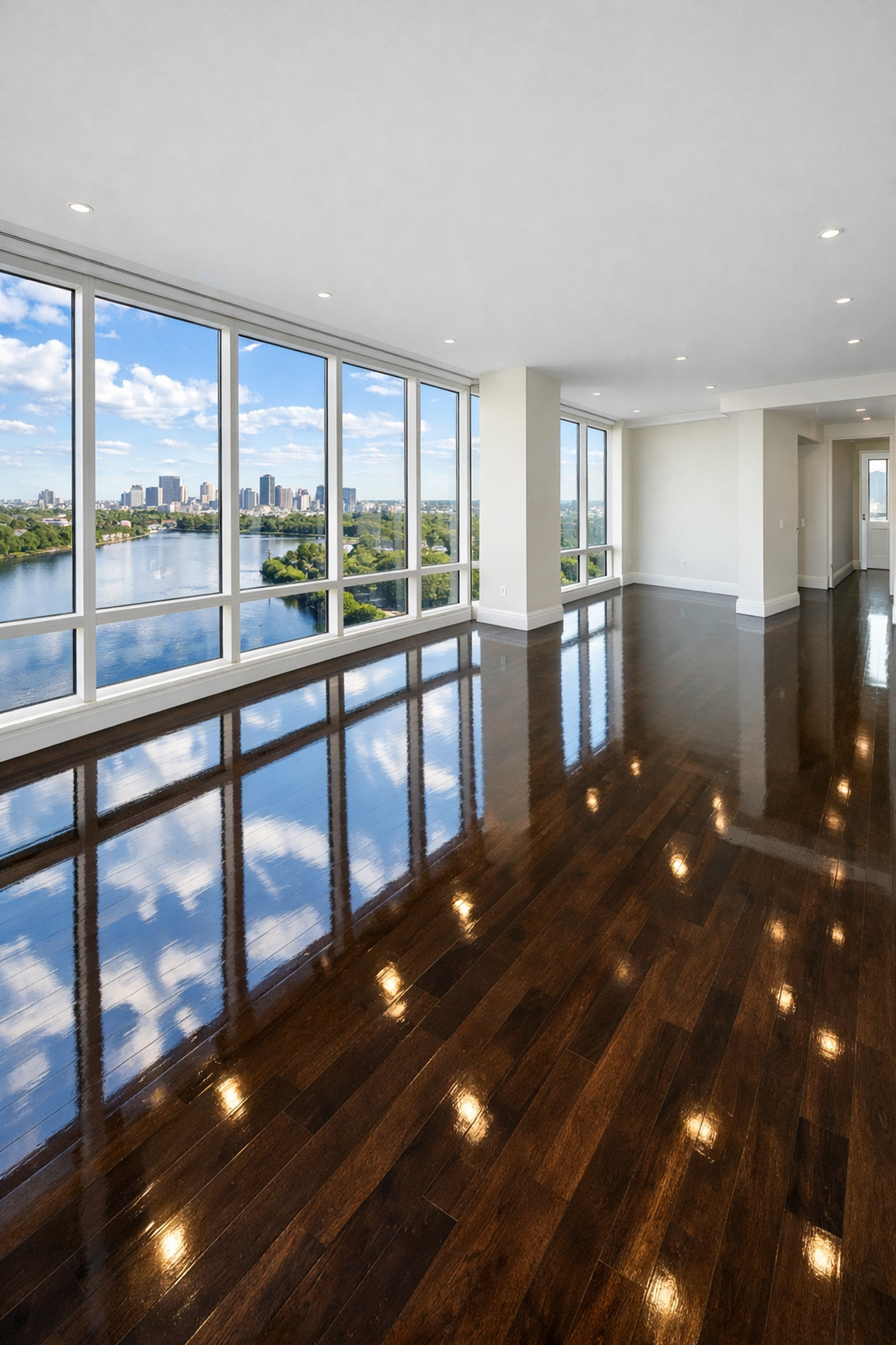 Pristine move-out cleaning Cambridge results for a luxury apartment with hardwood floors.