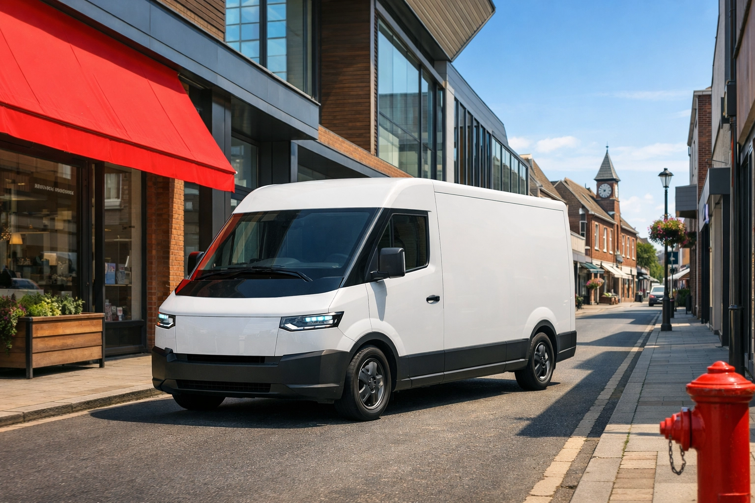 Modern delivery vehicle navigating Hertford streets providing expert logistics in retail solutions.