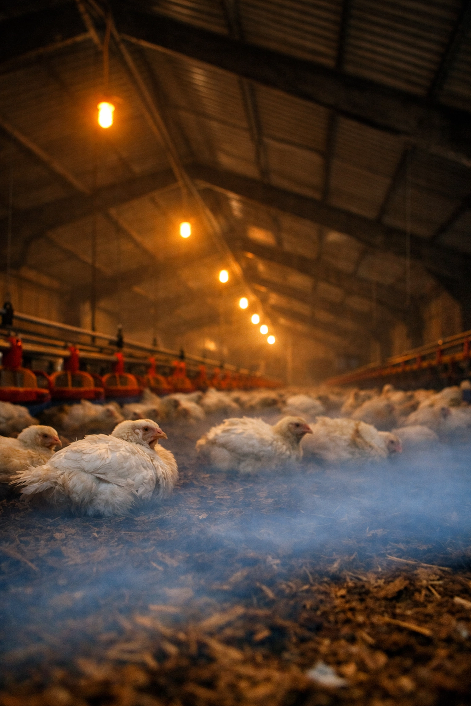 Accumulation de CO2 au sol d'un poulailler la nuit avec stratification de l'air