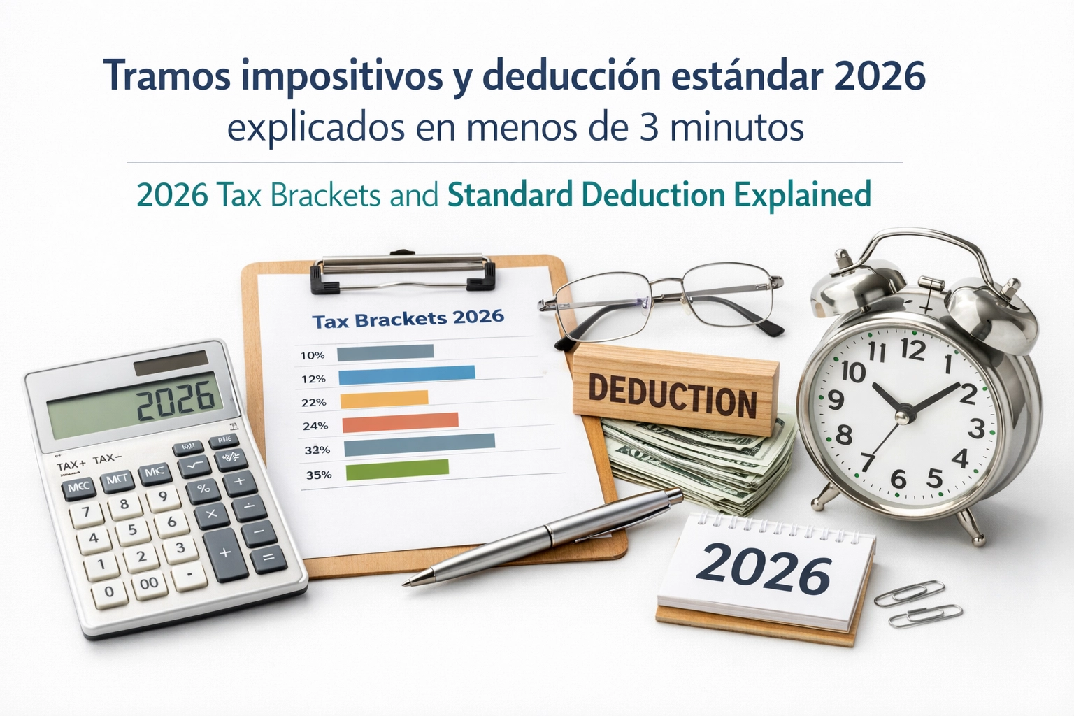 [HERO] Tramos impositivos y deducción estándar 2026 explicados en menos de 3 minutos / 2026 Tax Brackets and Standard Deduction Explained
