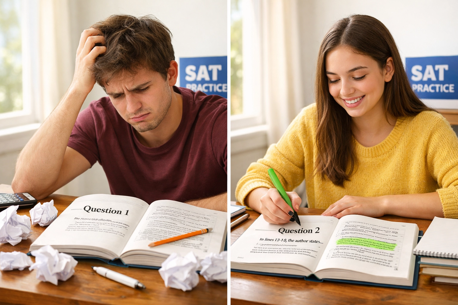 Comparing wrong vs right approach to SAT evidence question pairs