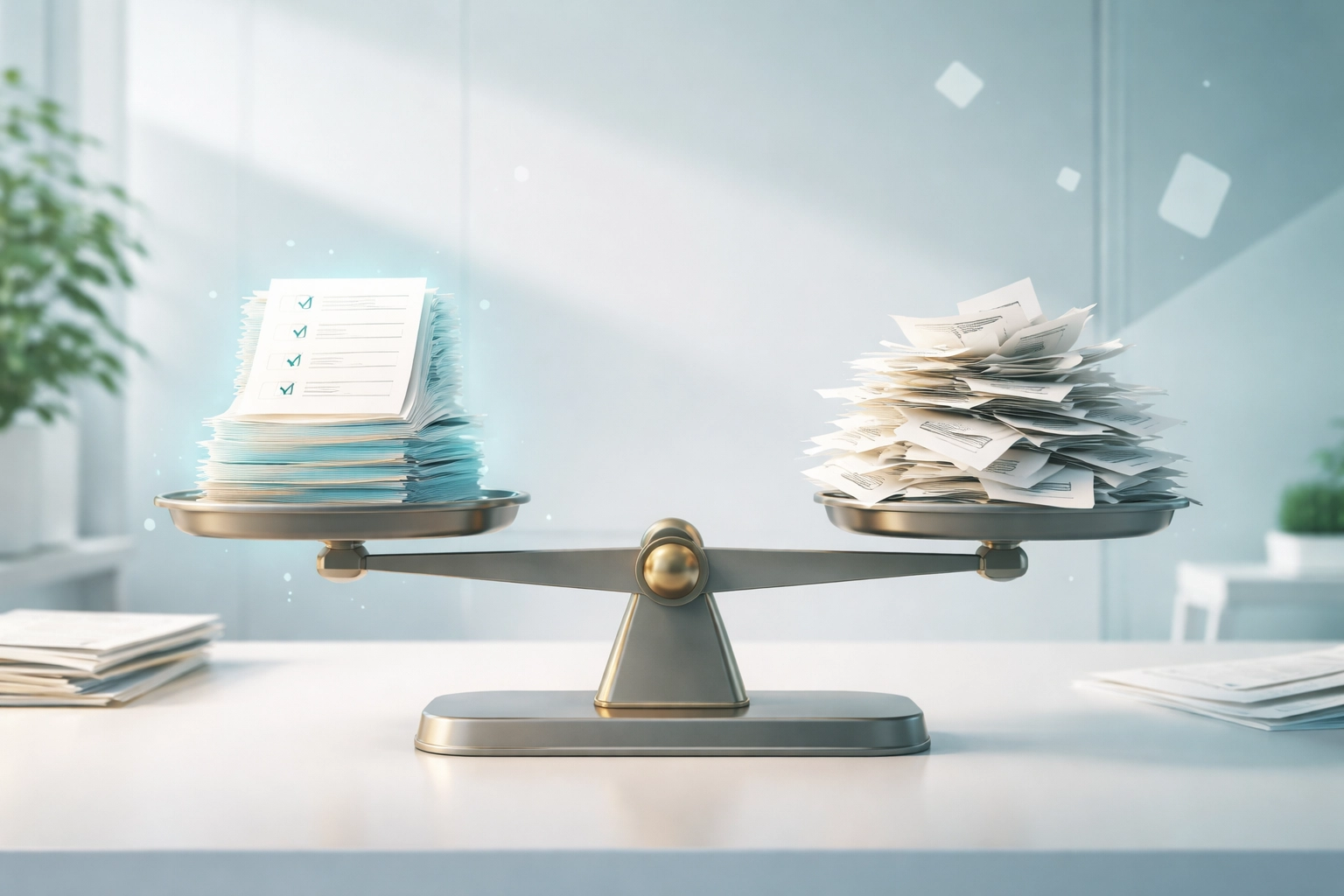 A balanced scale compares quality leads to volume, highlighting ethical lead management in treatment centers