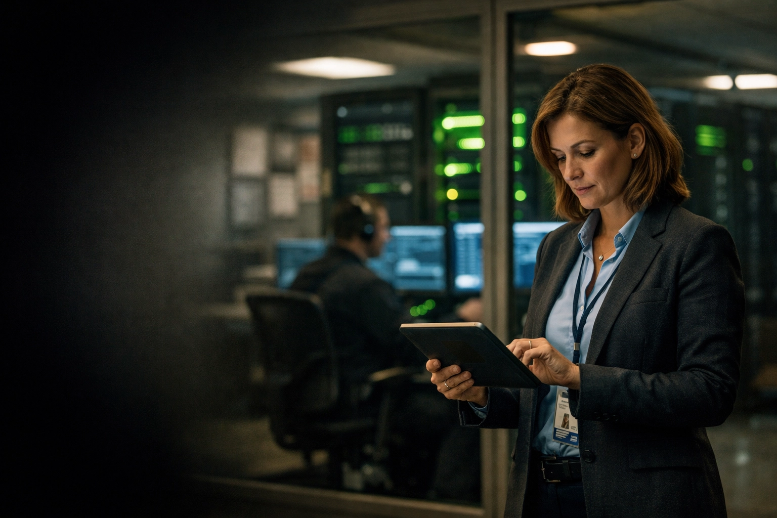 Cybersecurity services in Nebraska: a specialist monitors a Lincoln clinic network to provide human-led threat defense.