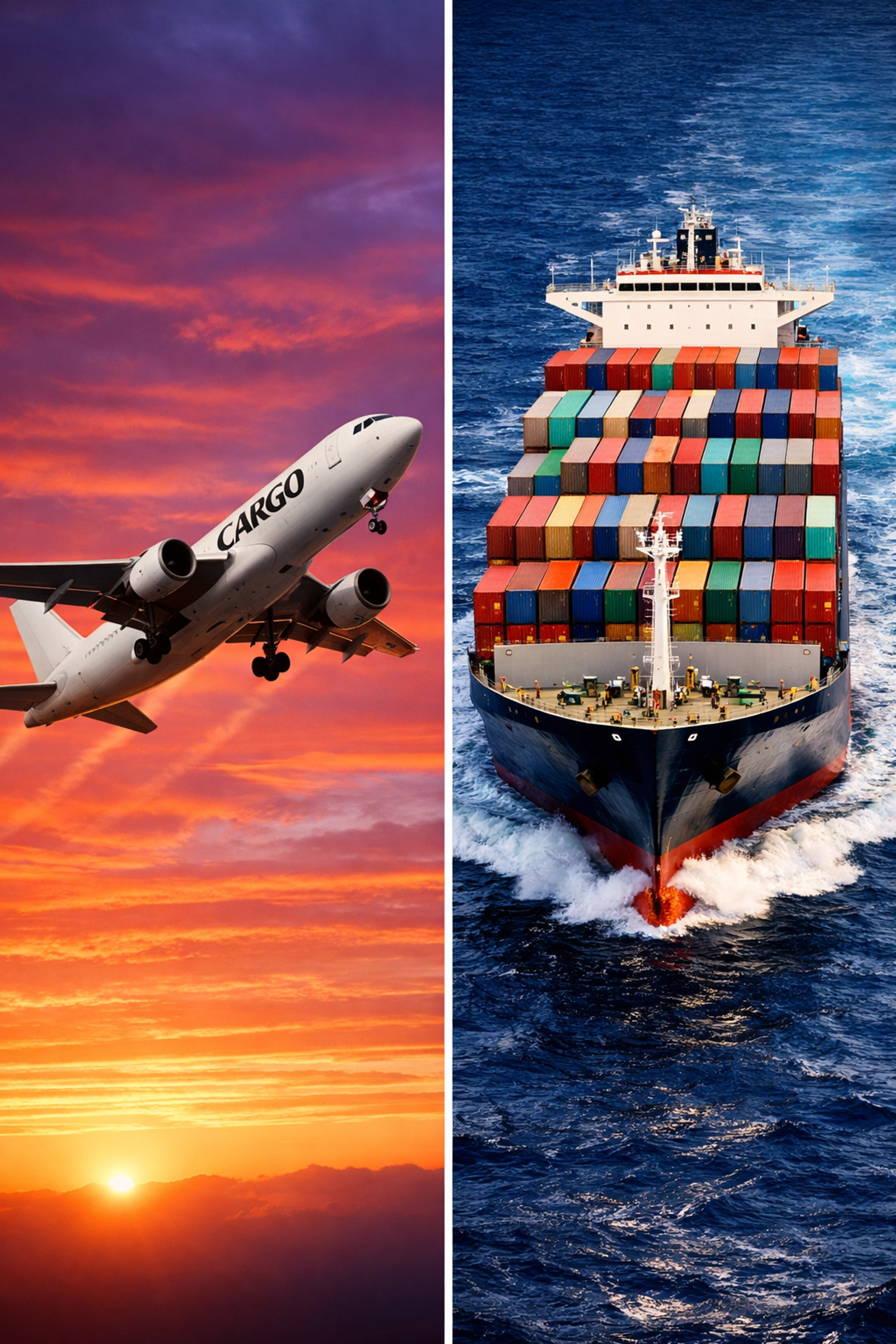 Comparing air freight services and ocean freight services to optimize logistics shipping budgets.