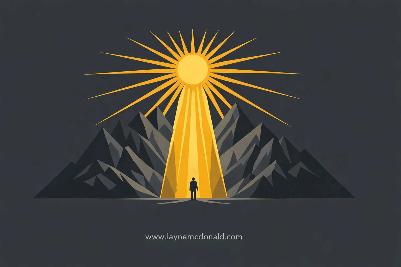 Silhouette standing before a mountain in divine light, representing the need for Christ’s strength over self-effort.