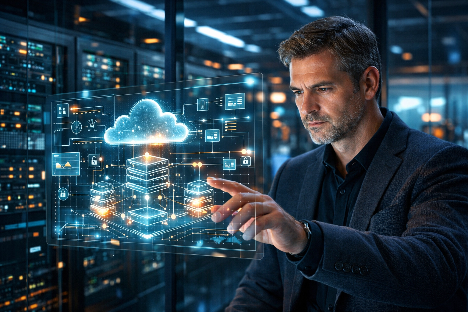 Technical decision maker analyzing cloud data architecture for SaaS lead generation strategy.
