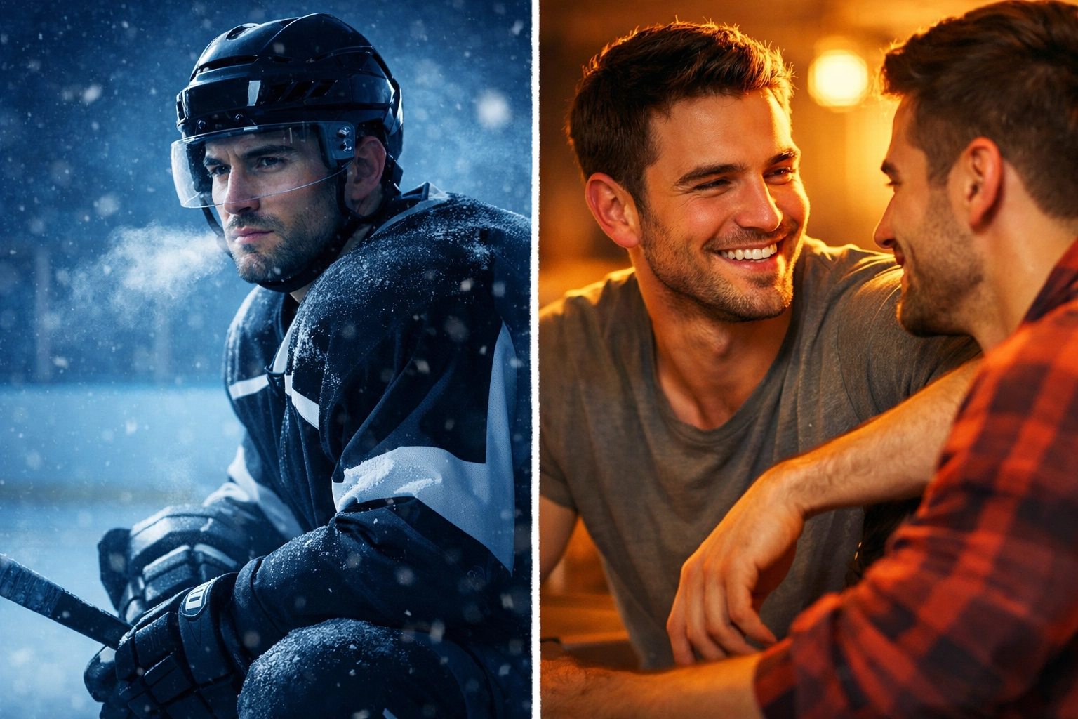 Cold Hot trope in MM hockey romance: stoic player on ice versus warm intimate connection