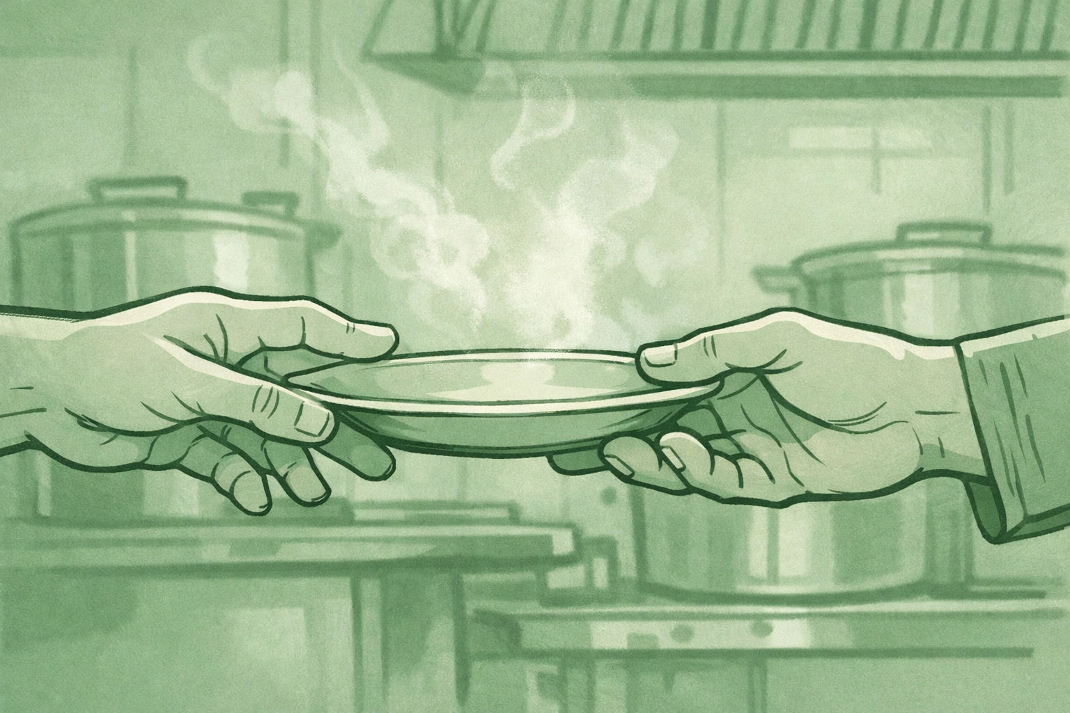 Hands nearly touching in prison kitchen - LGBTQ+ love story moment