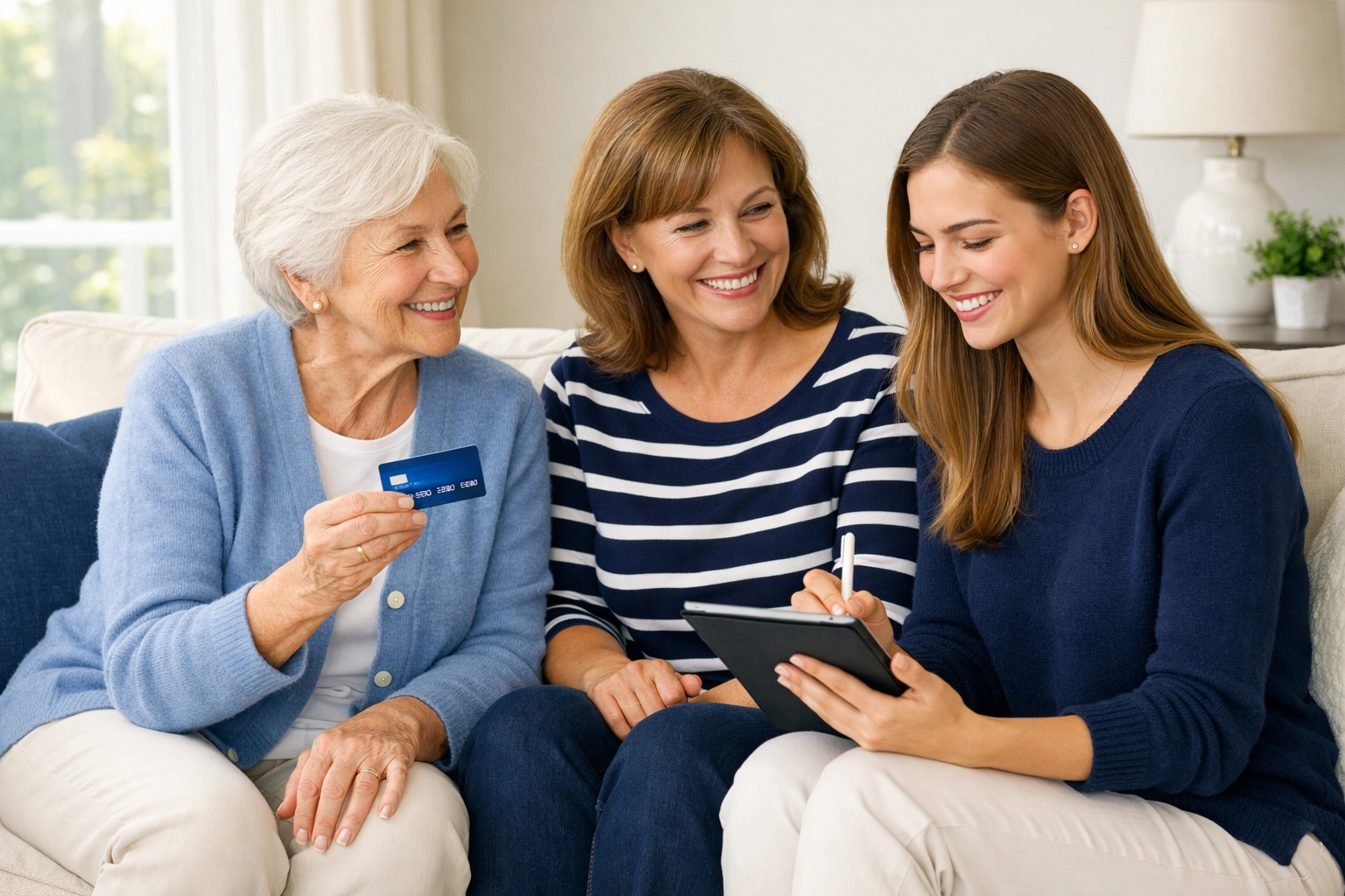 Three generations of Texas family learning about building credit together