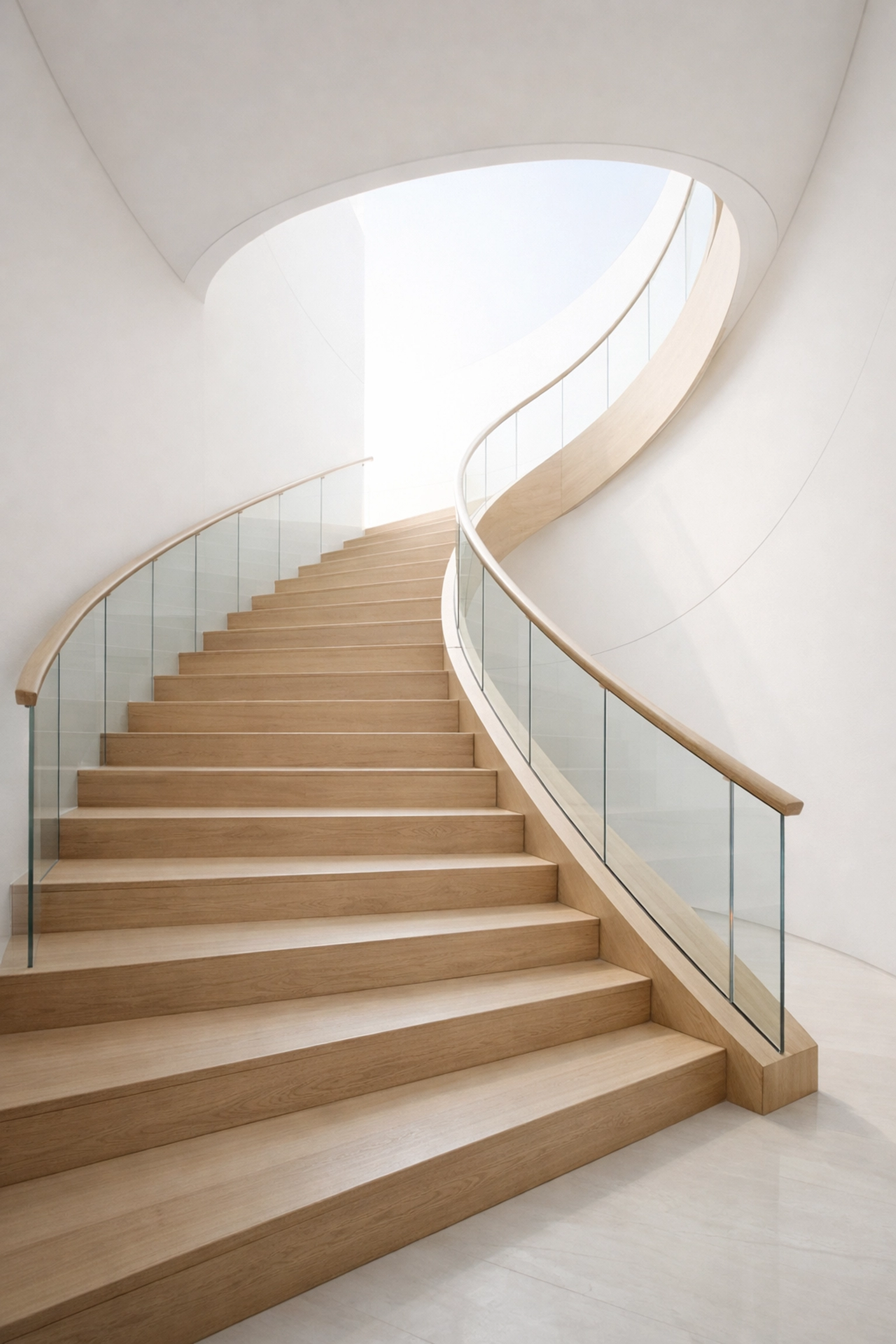 A modern wooden staircase representing business growth and the expansion of GSA contract SINs.