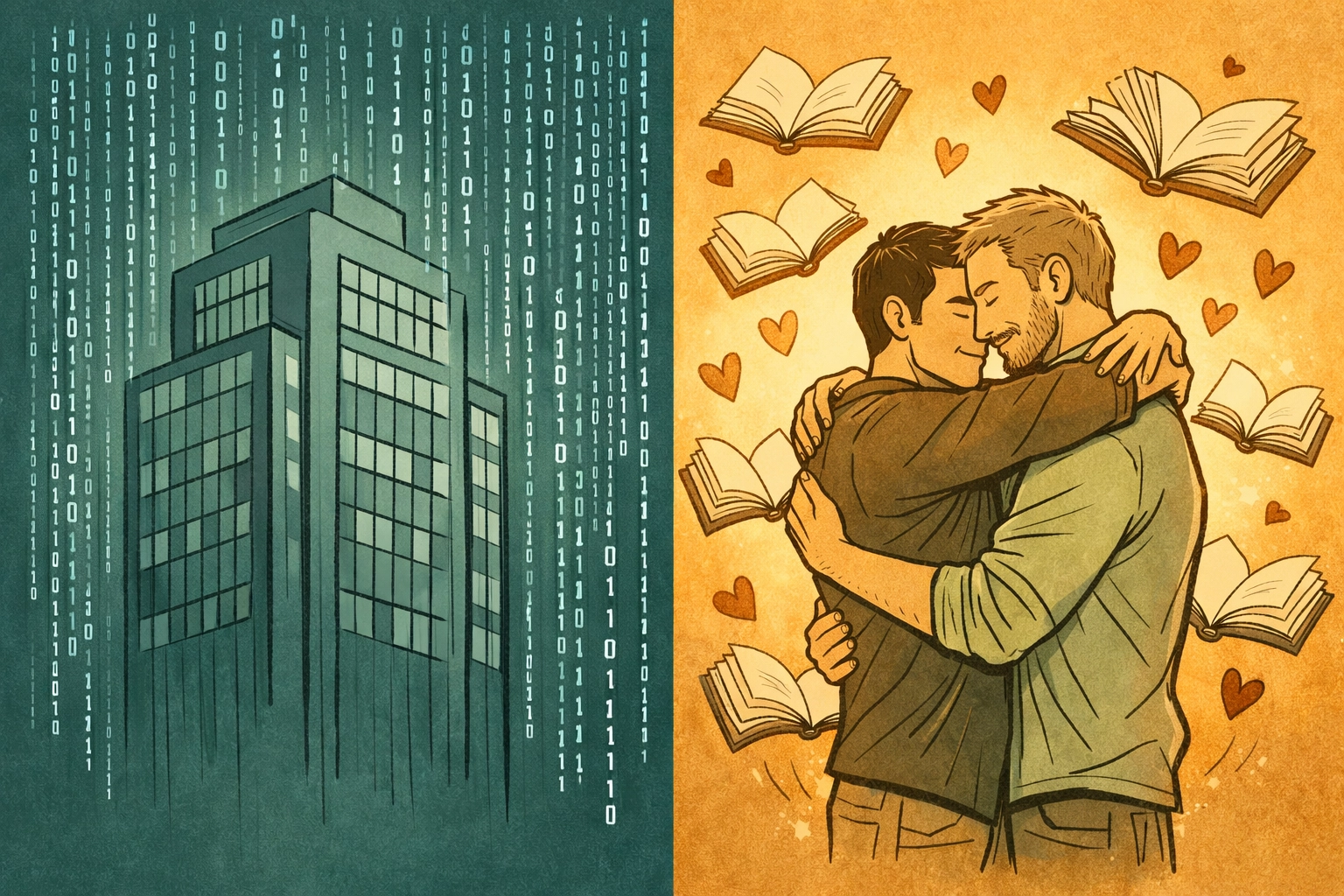 Algorithmic publishing barriers contrasted with gay authors' creative freedom and connection